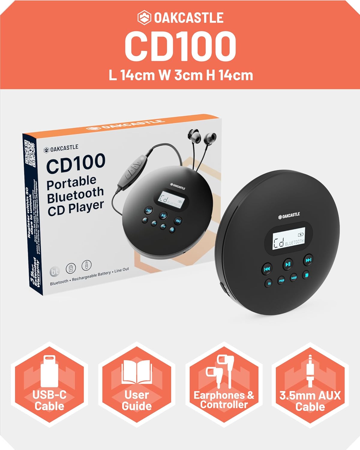 Tragbarer CD-Player mit Bluetooth-Funktion