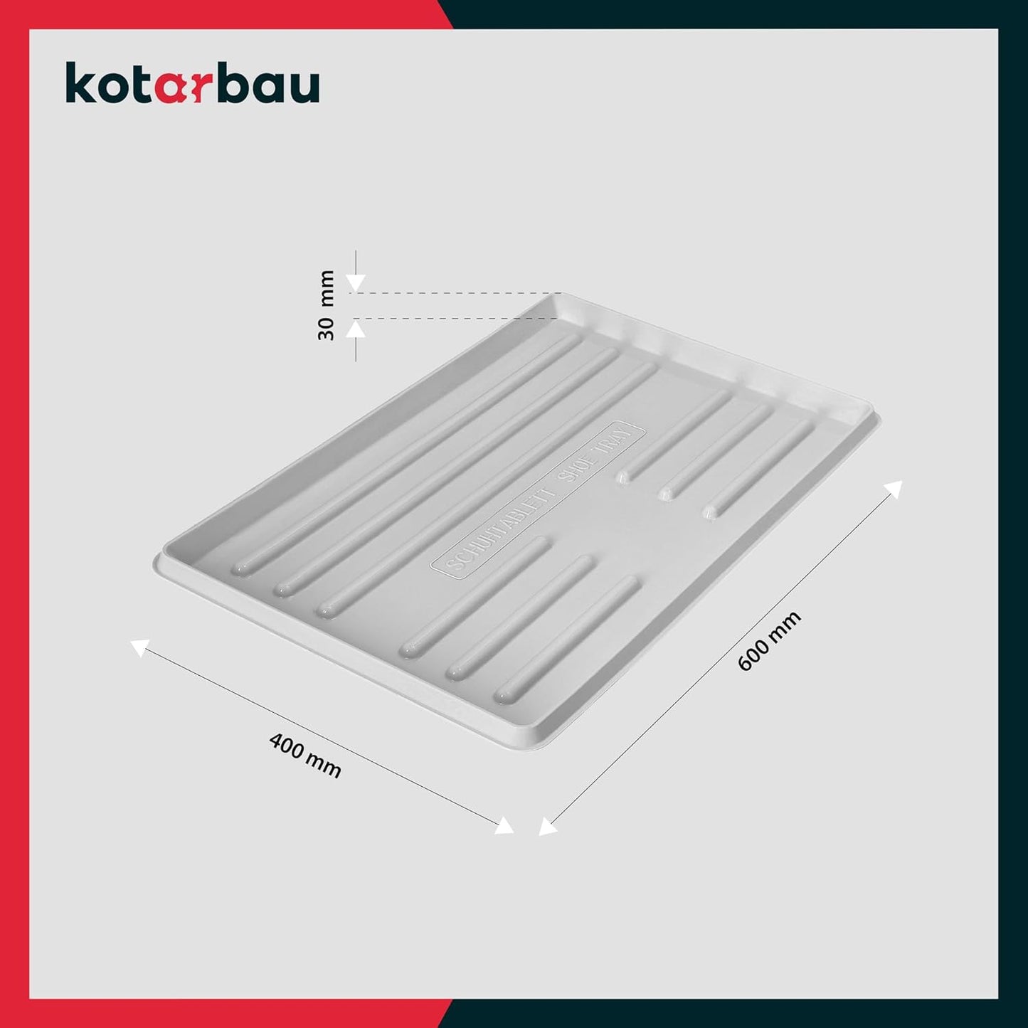 2er-Set Schuhabtropfschalen, 60x40 cm Grau