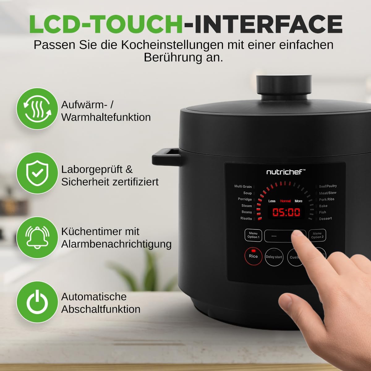 Multikocher mit 9 Kochprogrammen, Schwarz