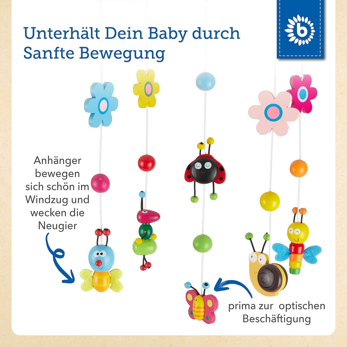 3D Baby Mobile Käferchen, Rosa