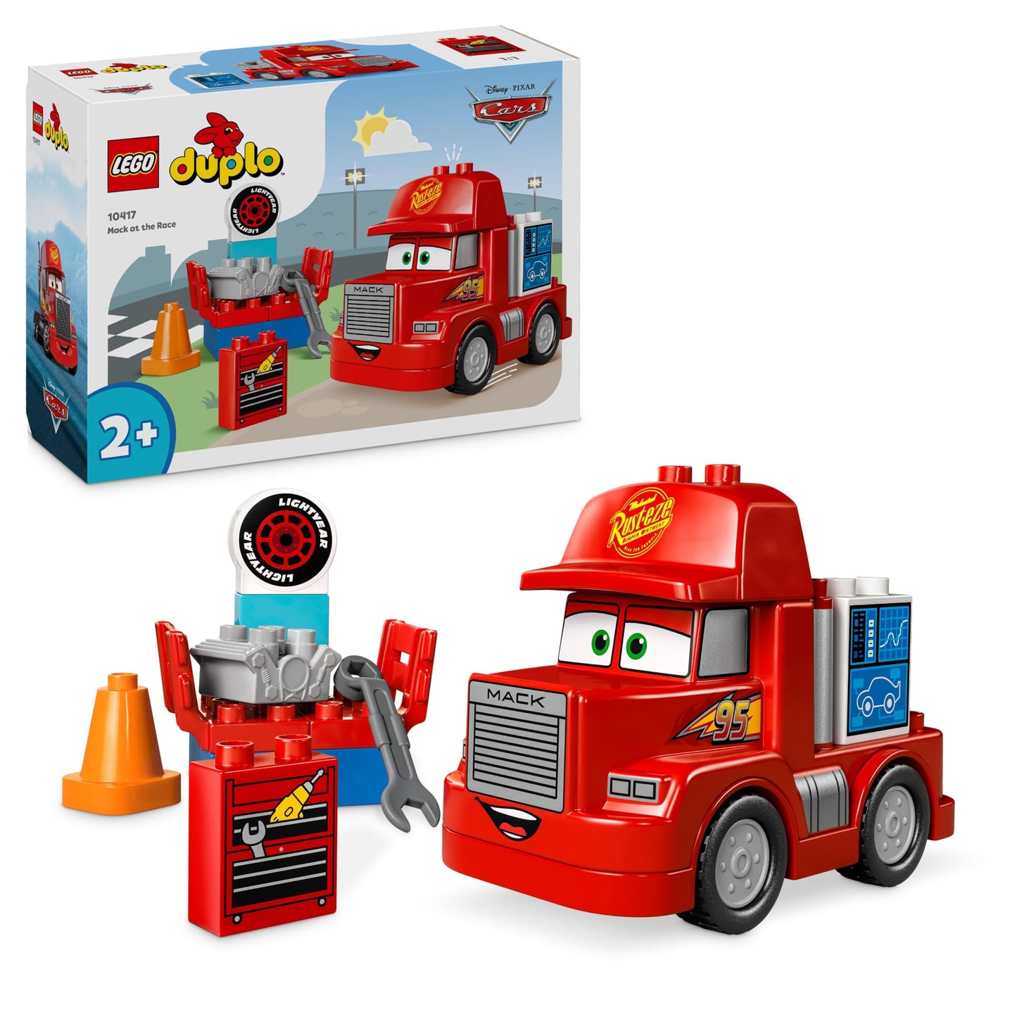 Duplo Cars Mack Truck beim Rennen