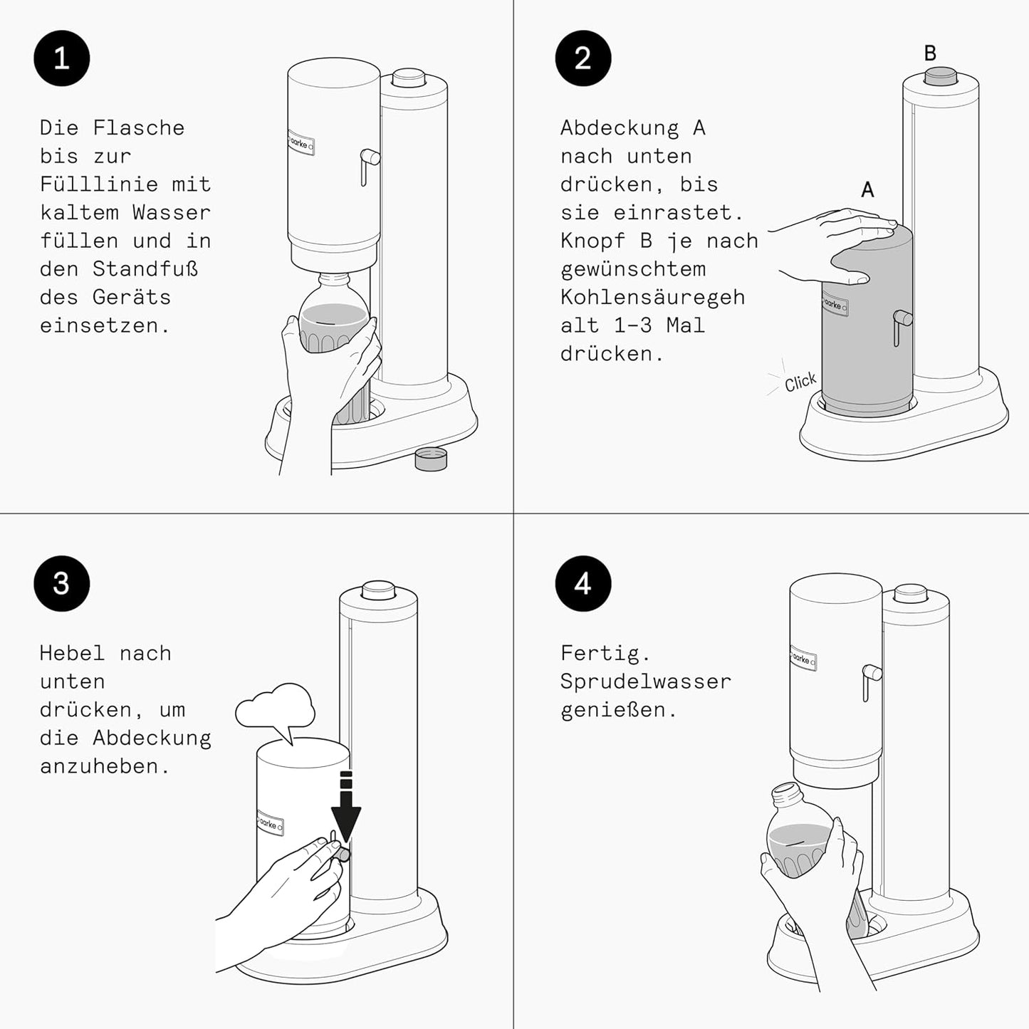 Carbonator Pro Wassersprudler mit Glasflasche, Stahl, Mattschwarz