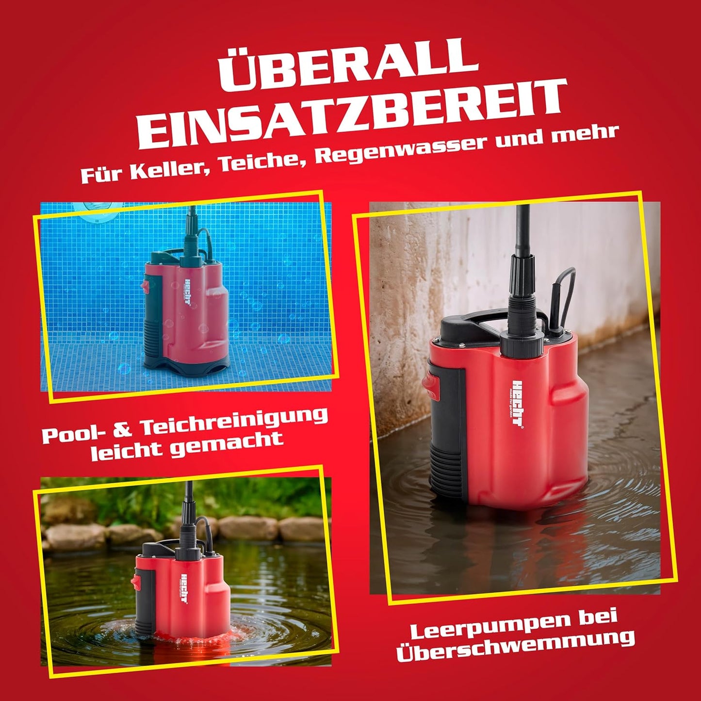 Tauchpumpe 750 W mit Automatik-Schwimmerschalter