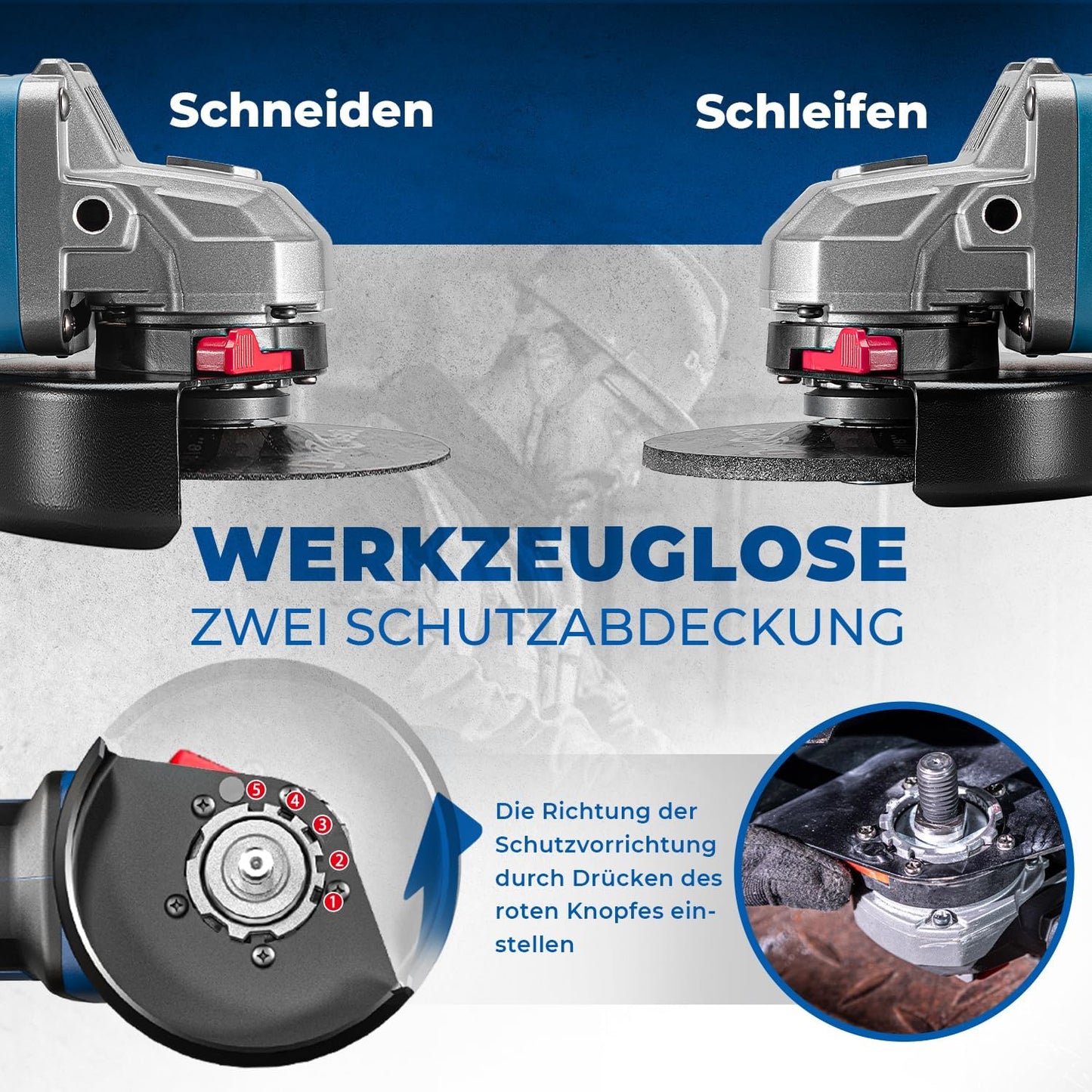 Akku-Winkelschleifer ‎DCSM04-125, 9000 U/min, 1000W Winkelschleifer mit Akku
