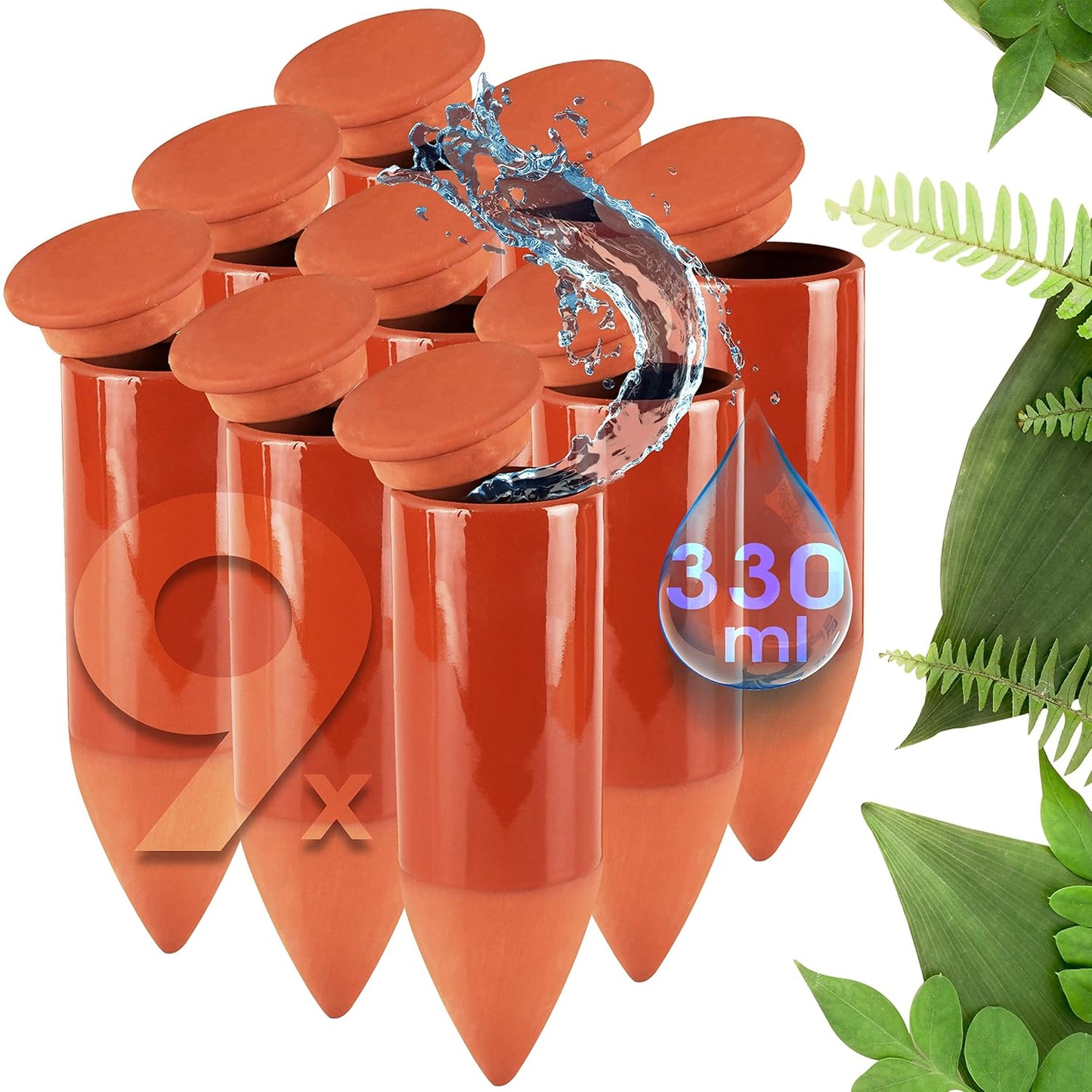 Terracotta Giesshilfe Set für Zimmerpflanzen, 3 x 3er Set je 330ml