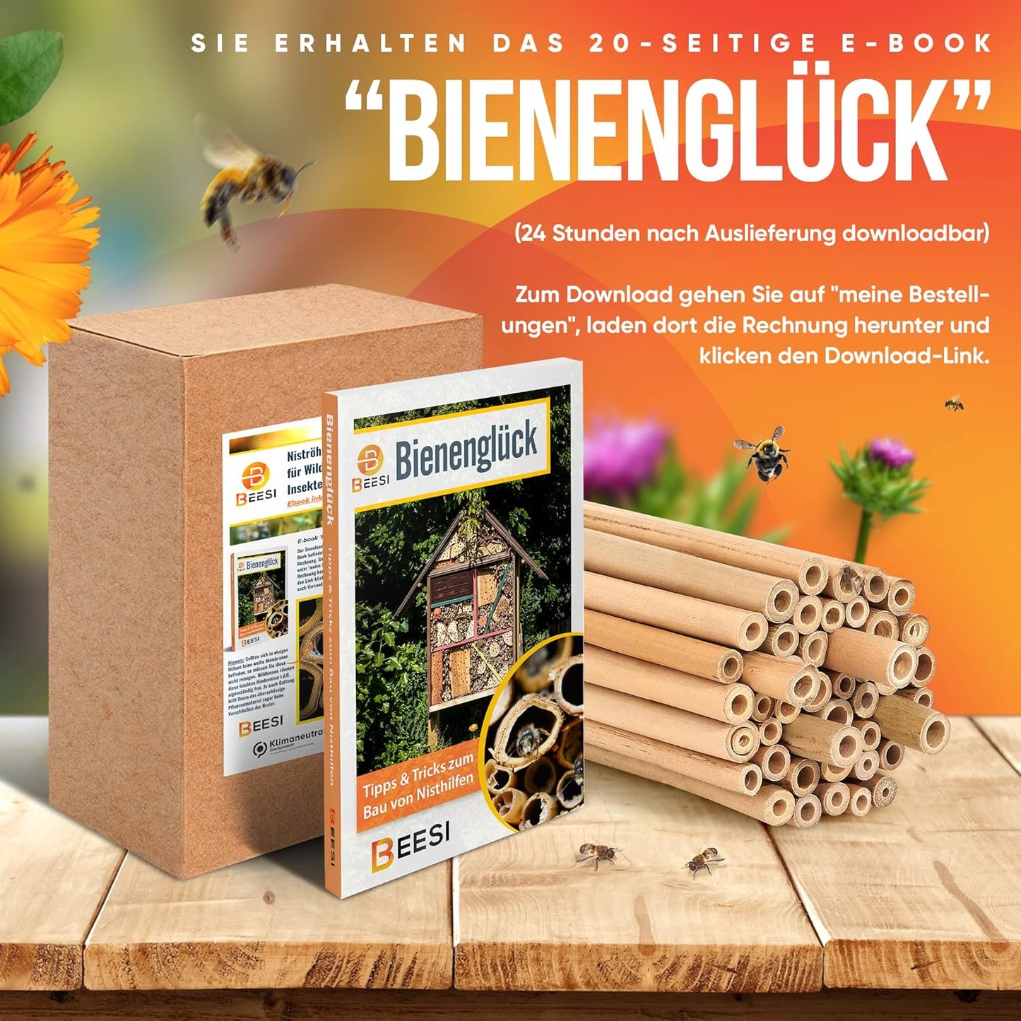 Nisthülsen Bambus für Bienenhotel, Bambus - Stück 200 Stück