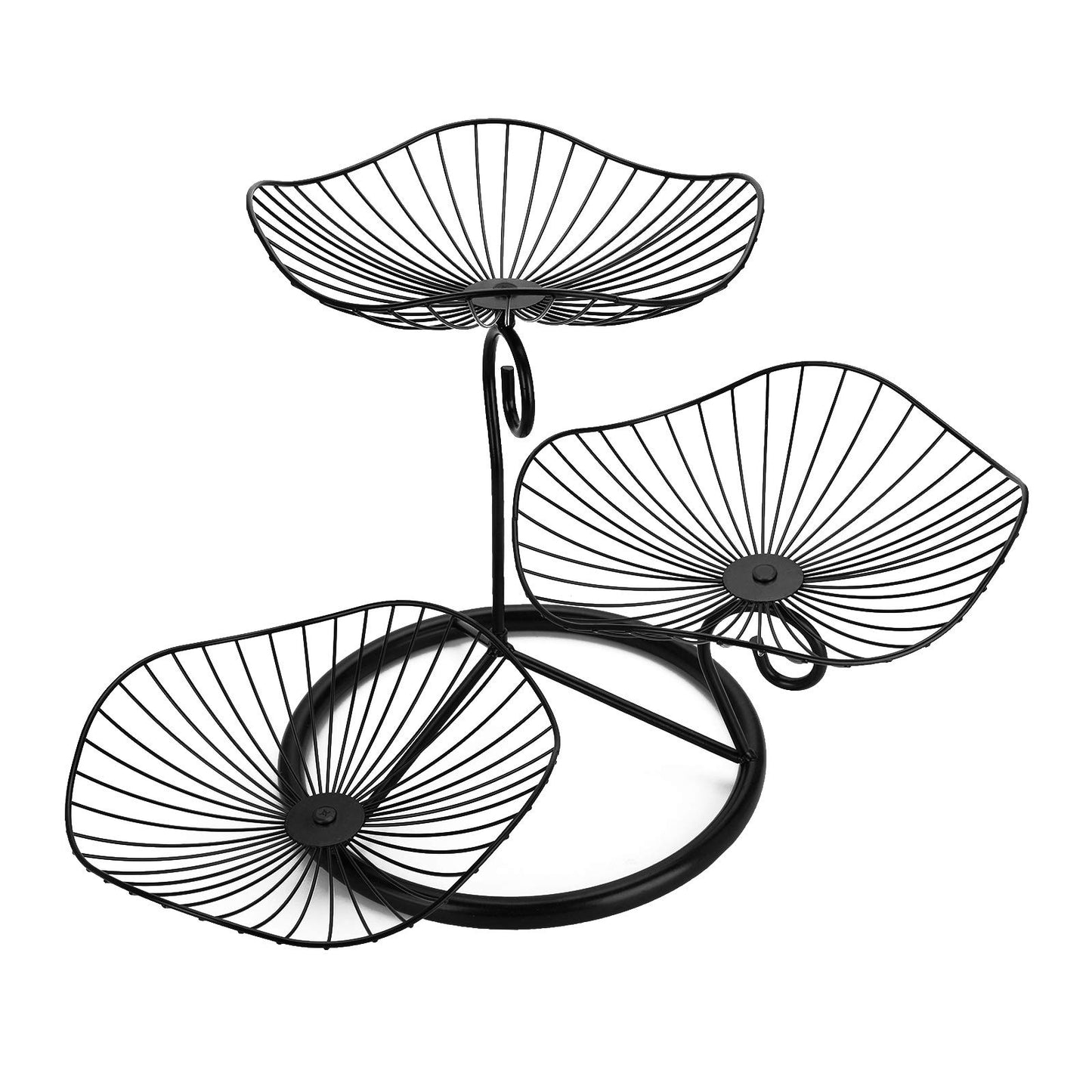 3-stufiger Obstkorb Lotosblatt, Schwarz