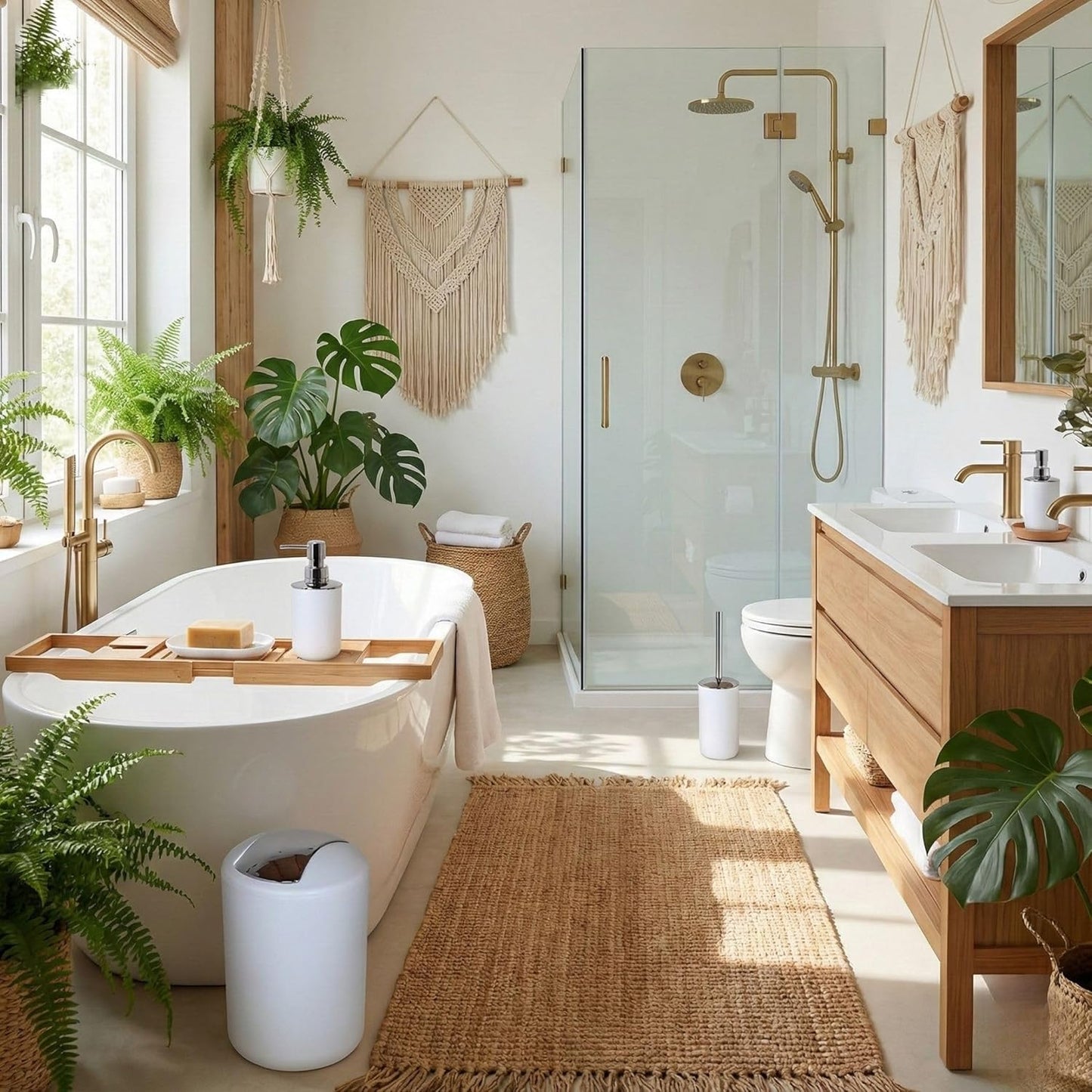 6-teiliges Badezimmer-Zubehörset, Weiss