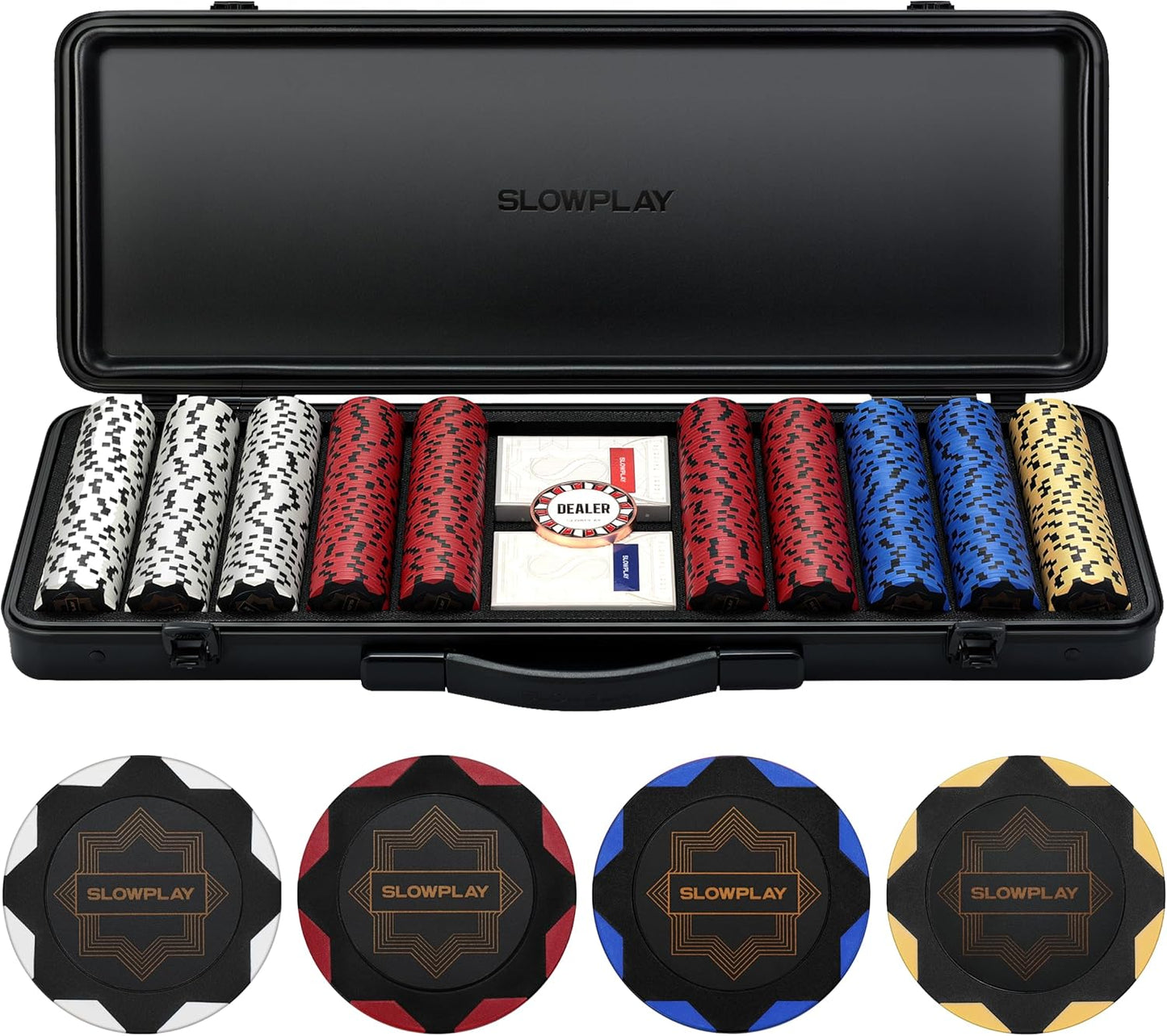 Nash Pokerset mit 500 Pokerchips und Koffer, 500PCS Non-Numbered Set