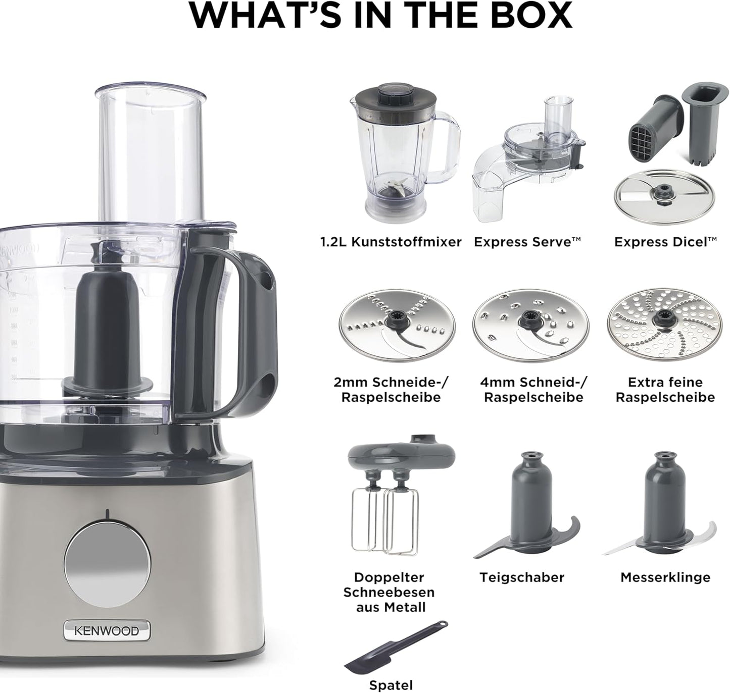 MultiPro Küchenmaschine mit Mixaufsatz & Würfelschneider, Multipro Compact, 800W , 12Zbh