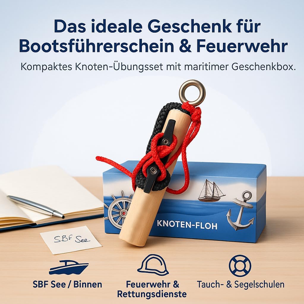 Knoten Übungsset für Bootsführerschein & Feuerwehr, Schwarz/Rot