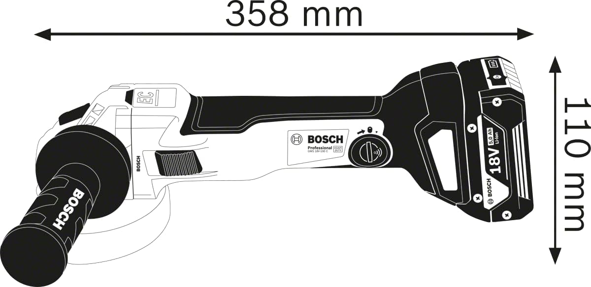 Professional Winkelschleifer GWS 18V-10, in L-BOXX 125mm, 2x5.0Ah Akkus + Ladegerät