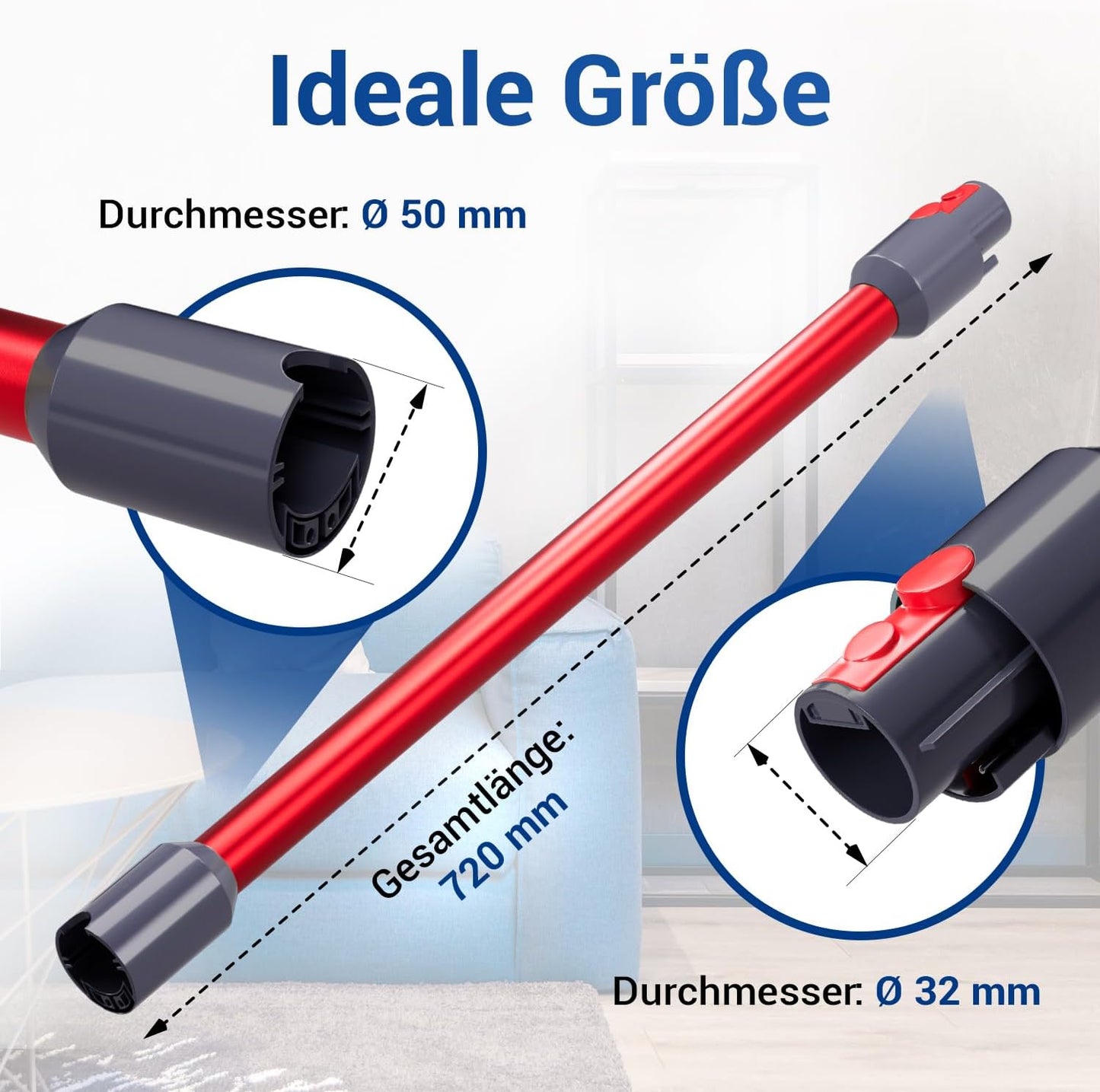 Staubsauger-Verlängerungsrohr für Dyson V-Serie, Rot