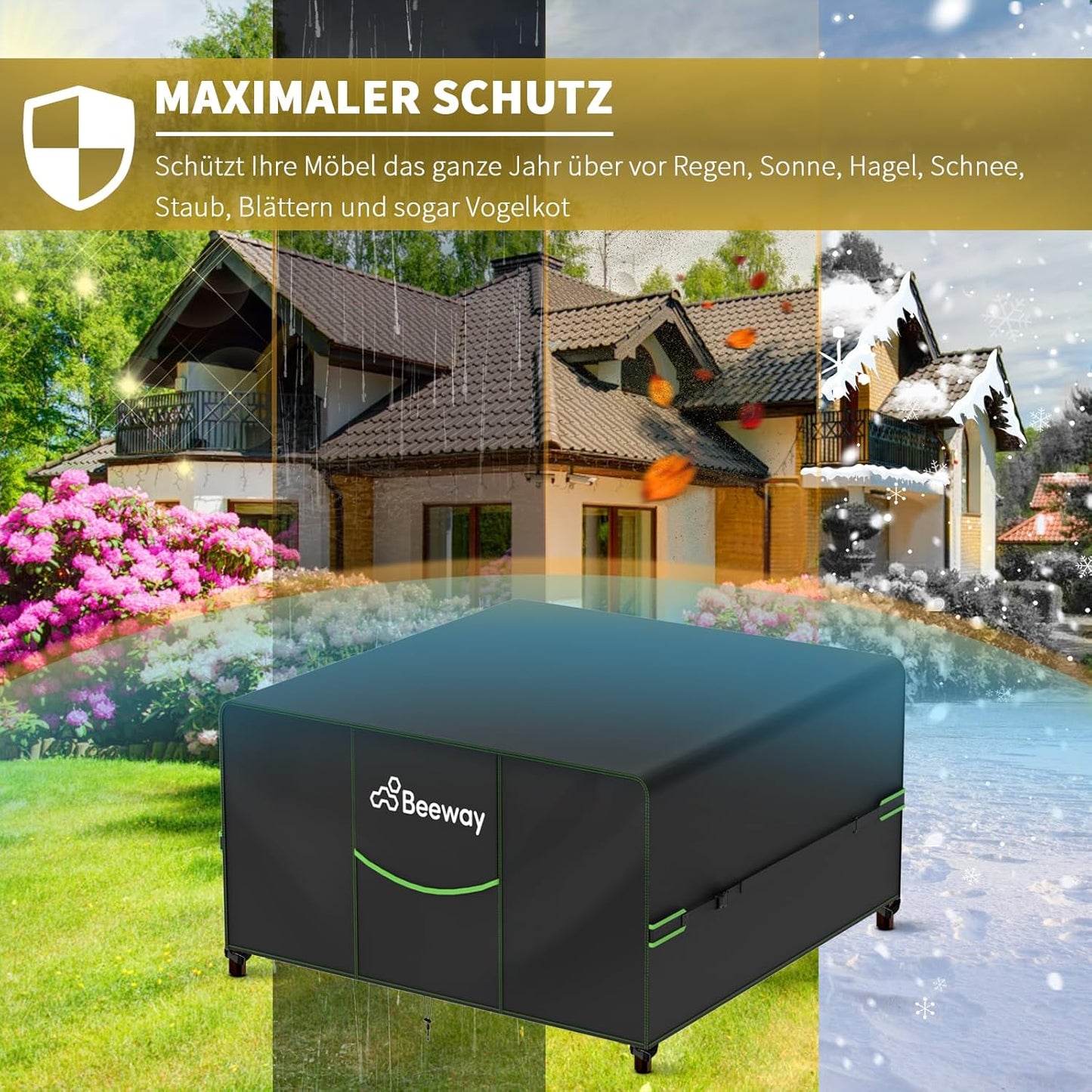 Gartenmöbelabdeckung Wasserdicht V2.0, Schwarz 150x150x73cm v2.0