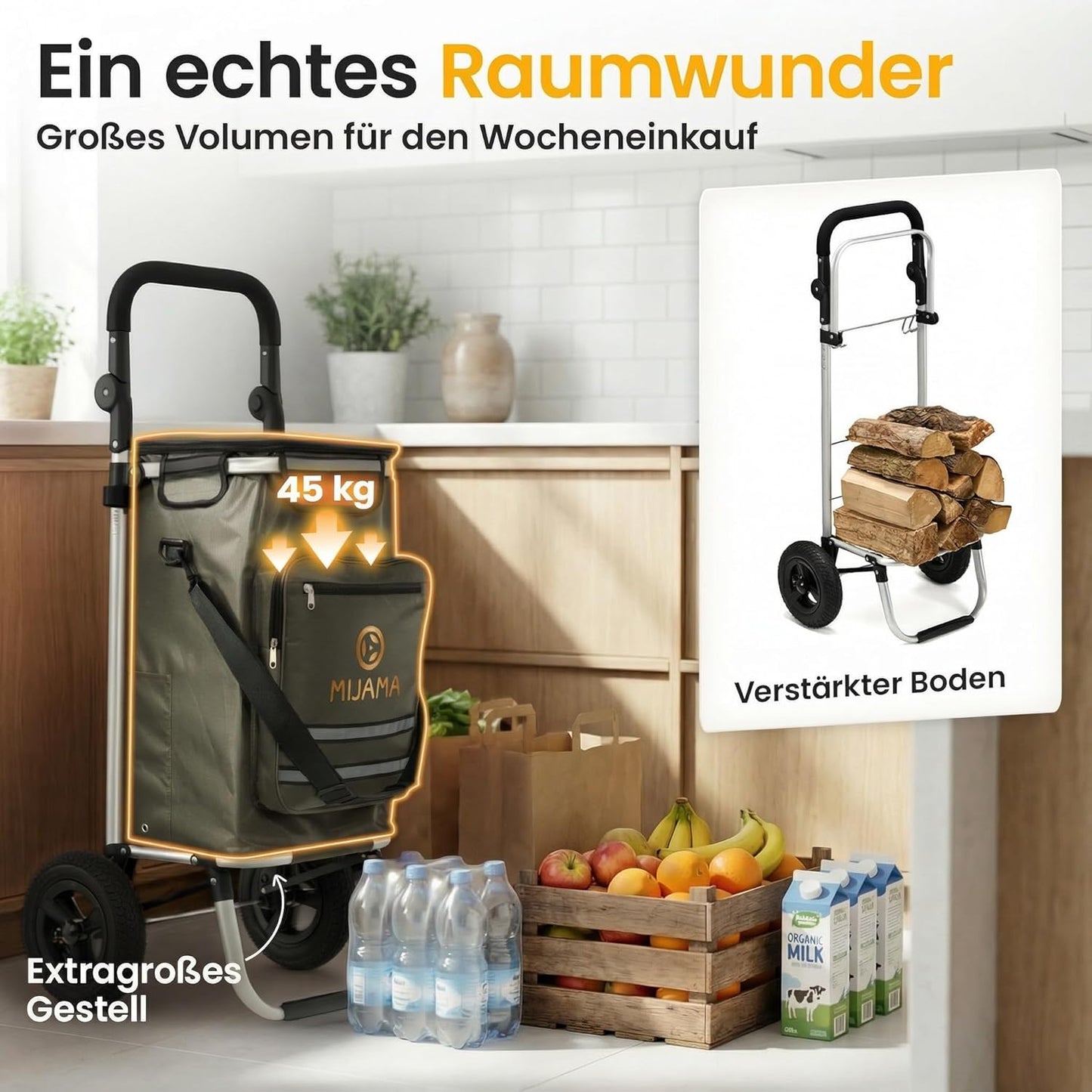 Einkaufstrolley mit Kühlfach, Dunkelgrün