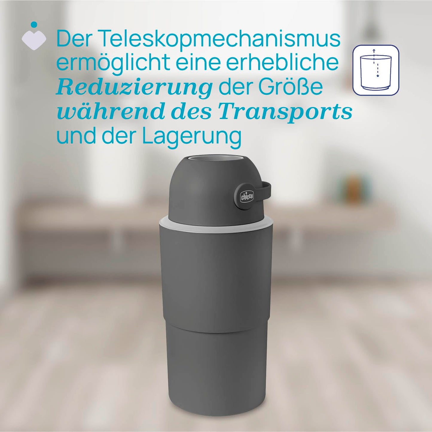 Windeleimer Odour Off, Grau XL - Bis zu 45 Windeln