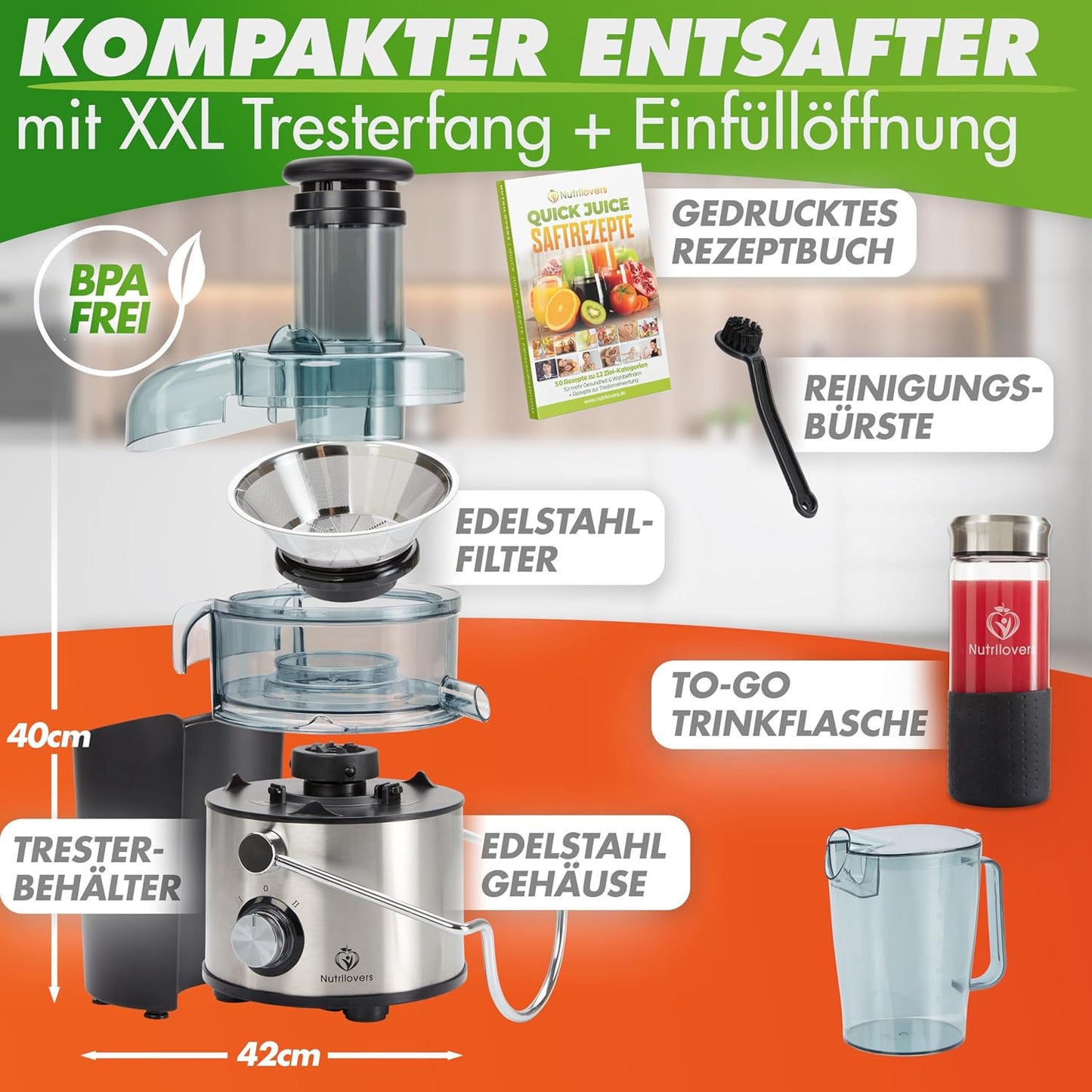 Quick-Juicer Max, QUICK-JUICER MAX (externer Tresterfang)