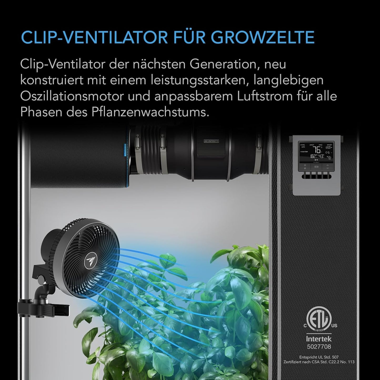Clip-Ventilator Cloudray S6, 150mm Automatic Oscillation