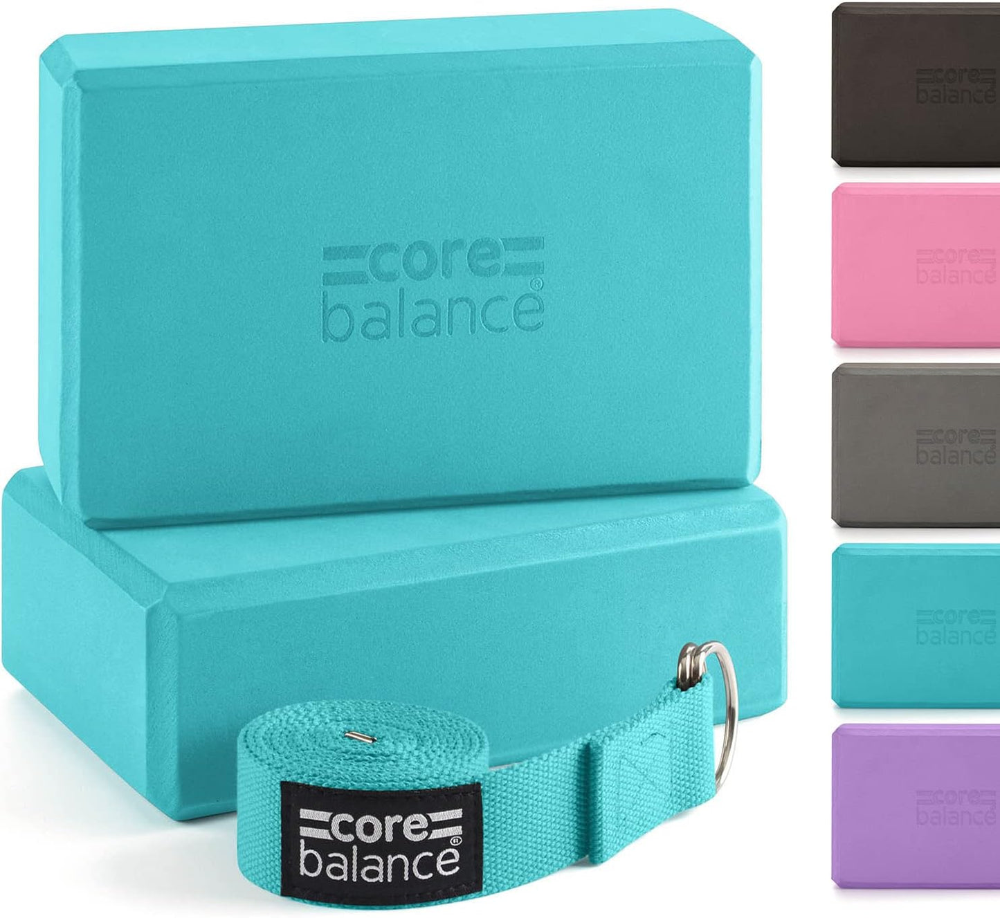 Yogablock-Set mit Gurt, Teal