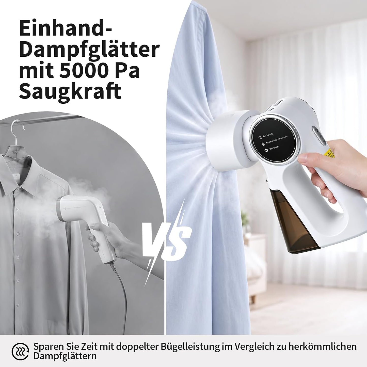 2-in-1 Dampfglätter mit Saugfunktion und 260ml Tank
