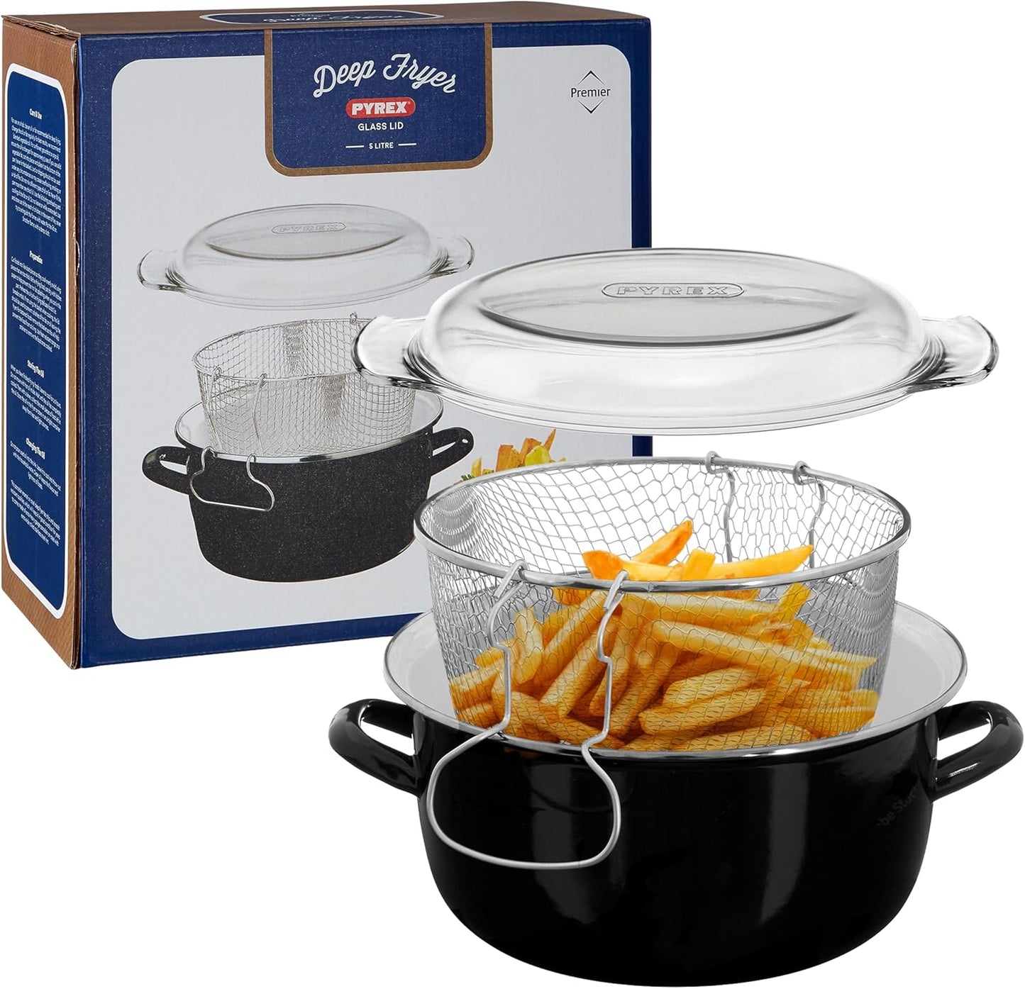 Fritteuse-Topf, 5 Liter, Schwarz Fritteuse