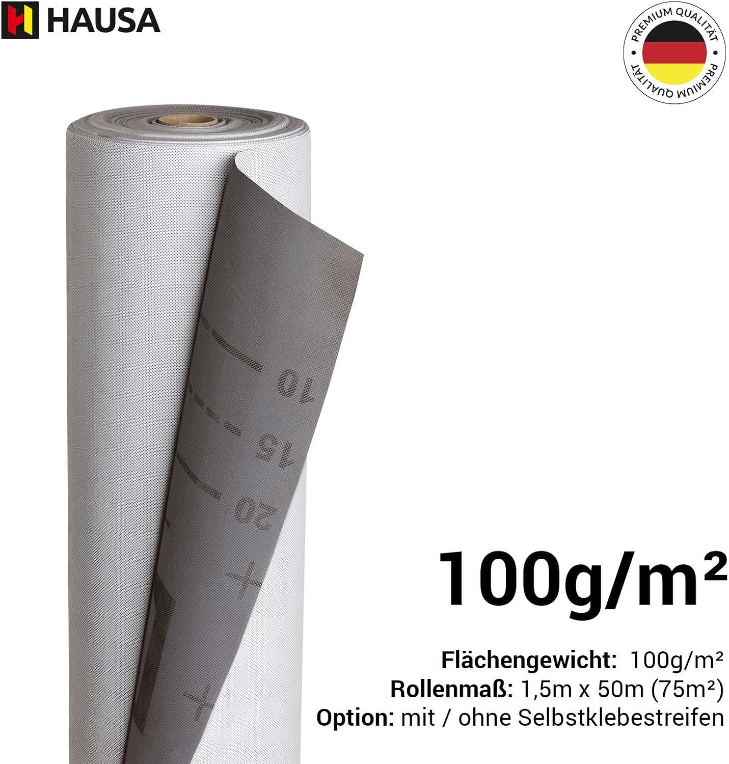 Unterspannbahn mit Selbstklebestreifen für 75m², Mit 2 Selbstklebestreifen 75m²