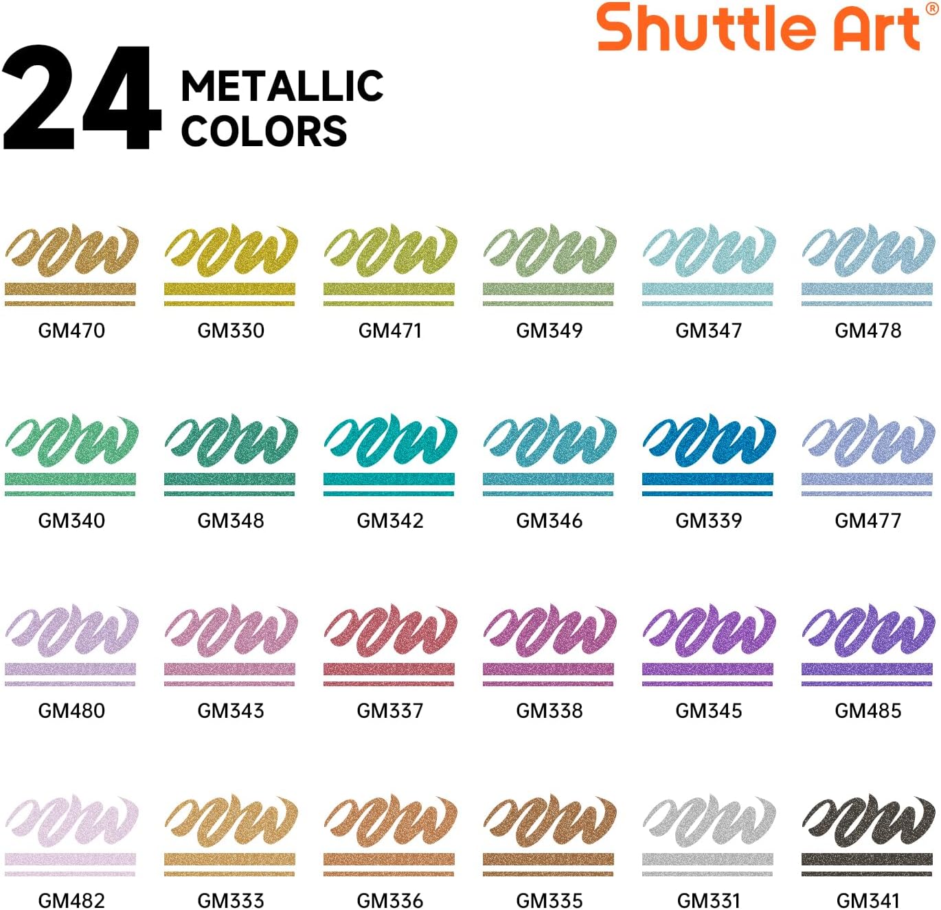 24 Metallic Acrylstifte für Steine, 24 Metallicfarben