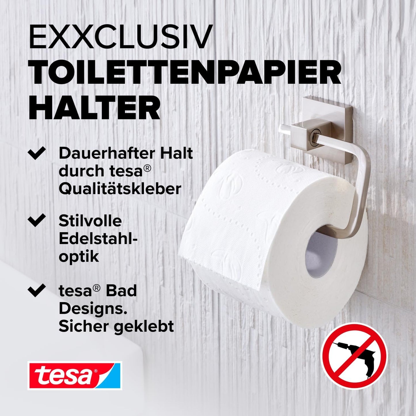 Exxclusiv Toilettenrollenhalter, Toilettenpapierhalter ohne Deckel