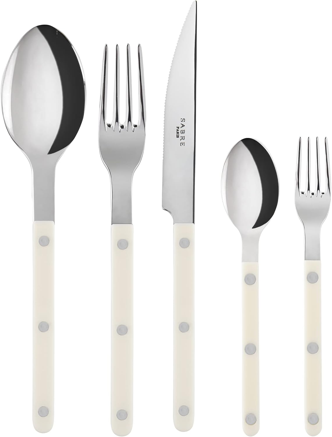 5-teiliges Tafelbesteck-Set, Set 5 Bistrot Elfenbeinfarbe