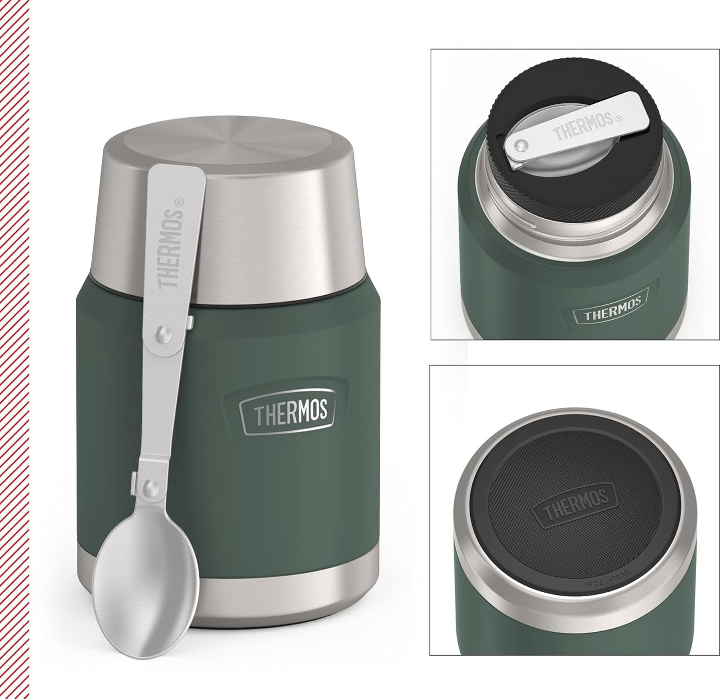 Doppelwandiger Speisebehälter mit Löffel, 470 ml Grün / Forest Mat