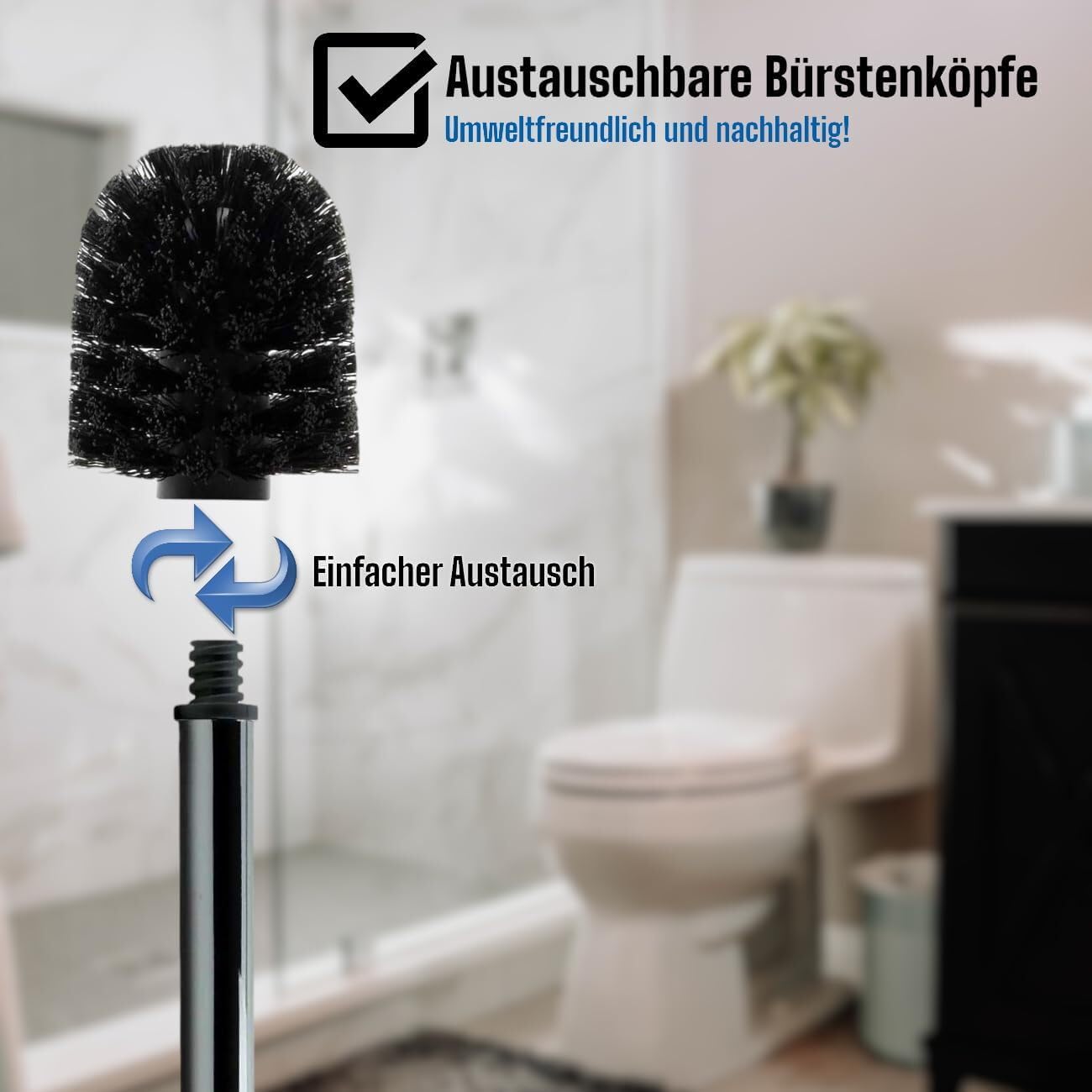 12er-Set Ersatz WC-Bürstenkopf, 10er Set Schwarz