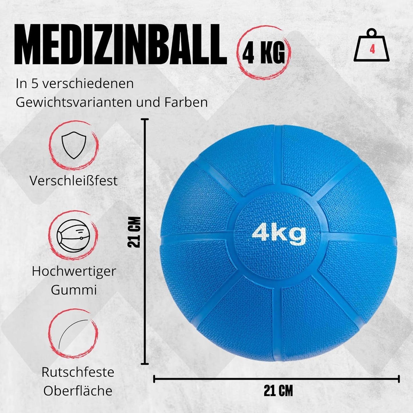 Medizinball, Blau - 4kg