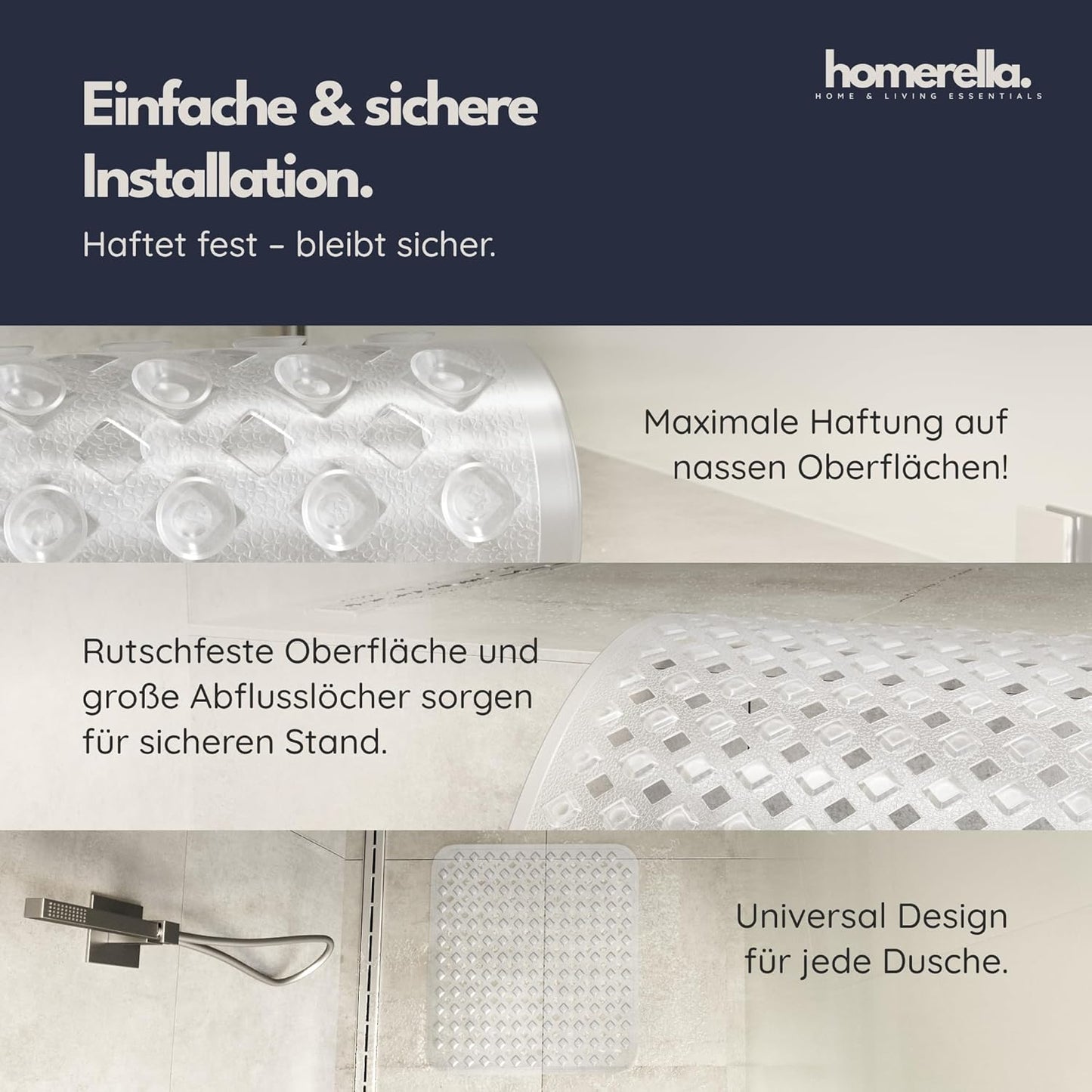 Rutschfeste Duschmatte, Transparent