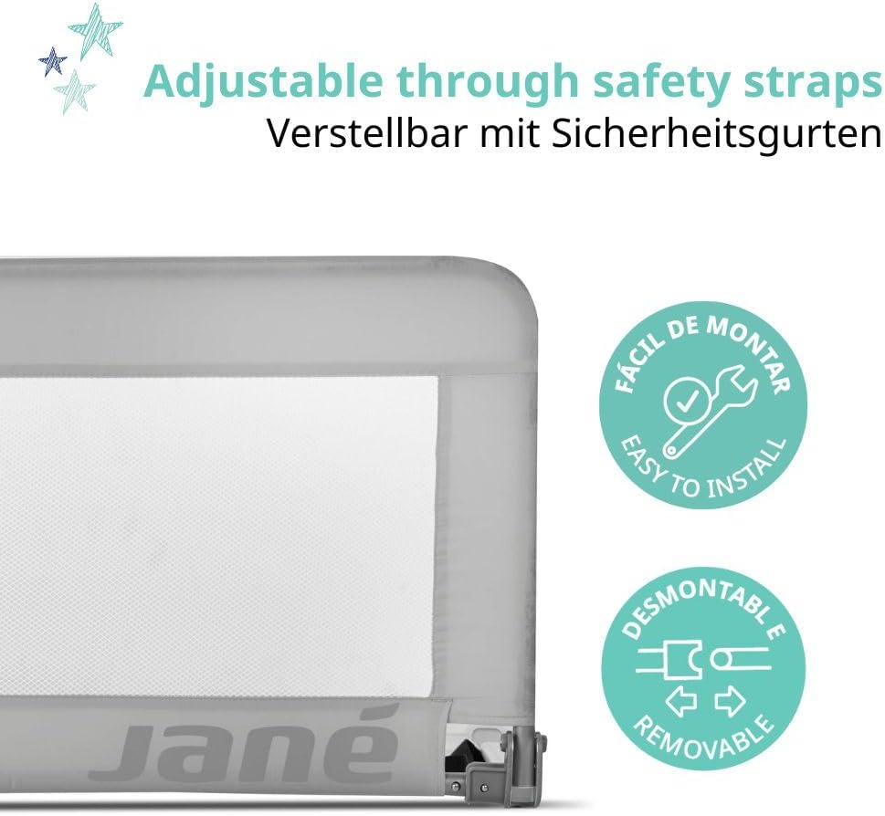 Klappbares Bettgitter mit Transporttasche, 90 cm Grau