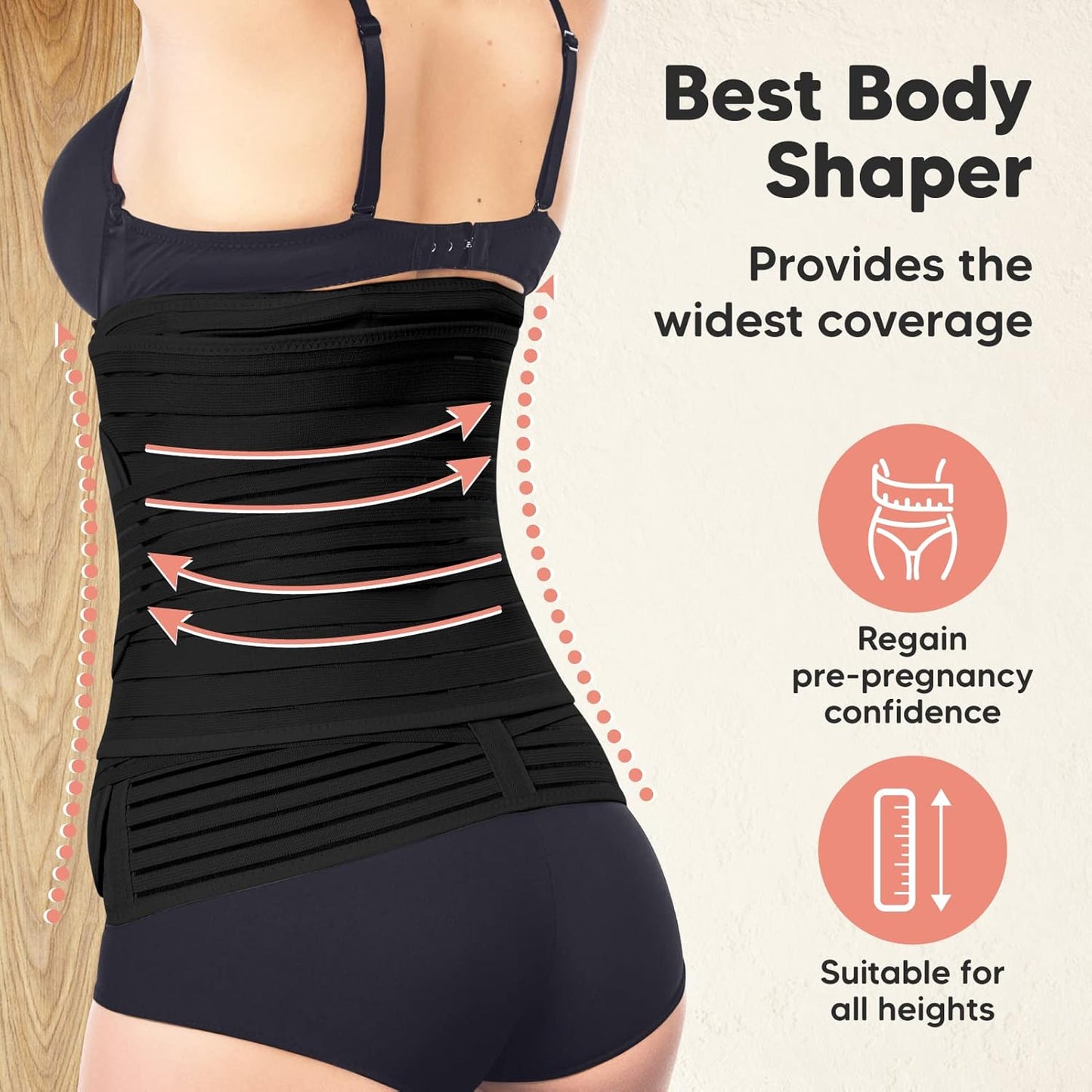 3-in-1 Postpartum Gürtel für Damen (XL), XL, Midnight Black