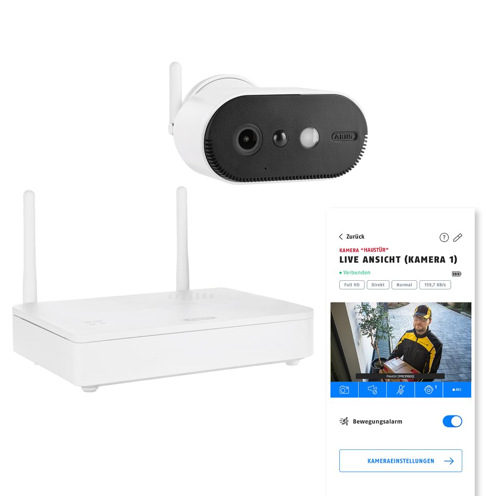 Abus PPIC91000 Überwachungskamera, 1x Akku-Kamera + Basisstation