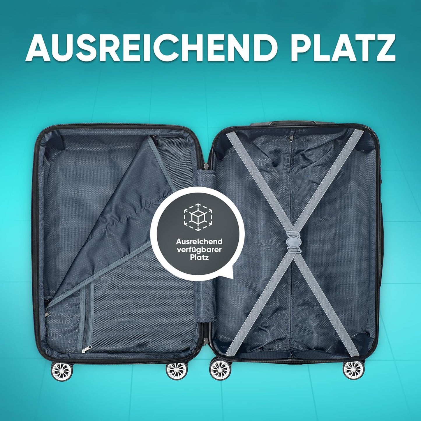 3-teiliges Hartschalenkoffer-Set, Nebel-blau
