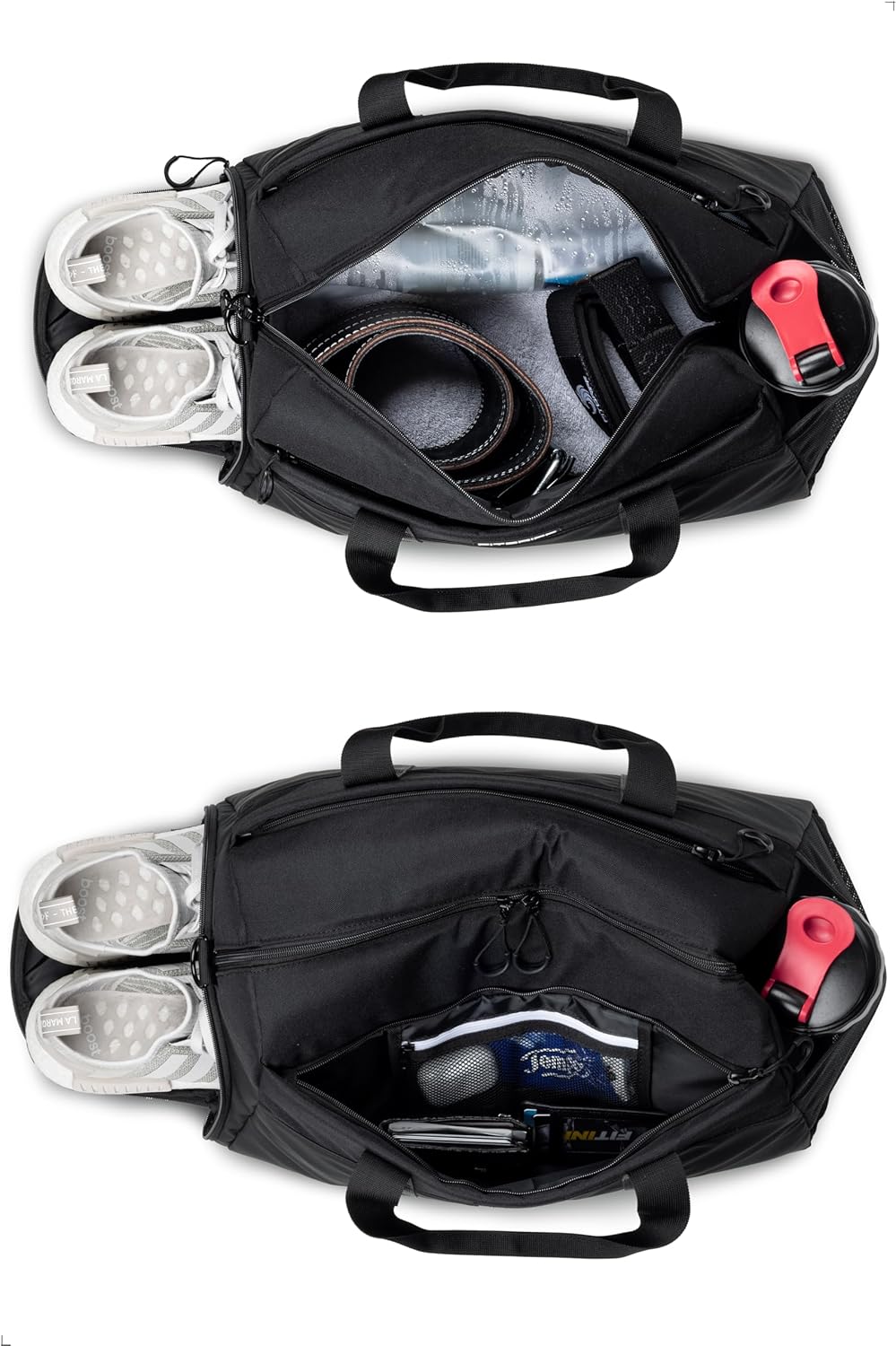 Sport- und Reisetasche mit Schuh- & Nassfach, Full Black 56 x 30 x 32 cm (Medium)