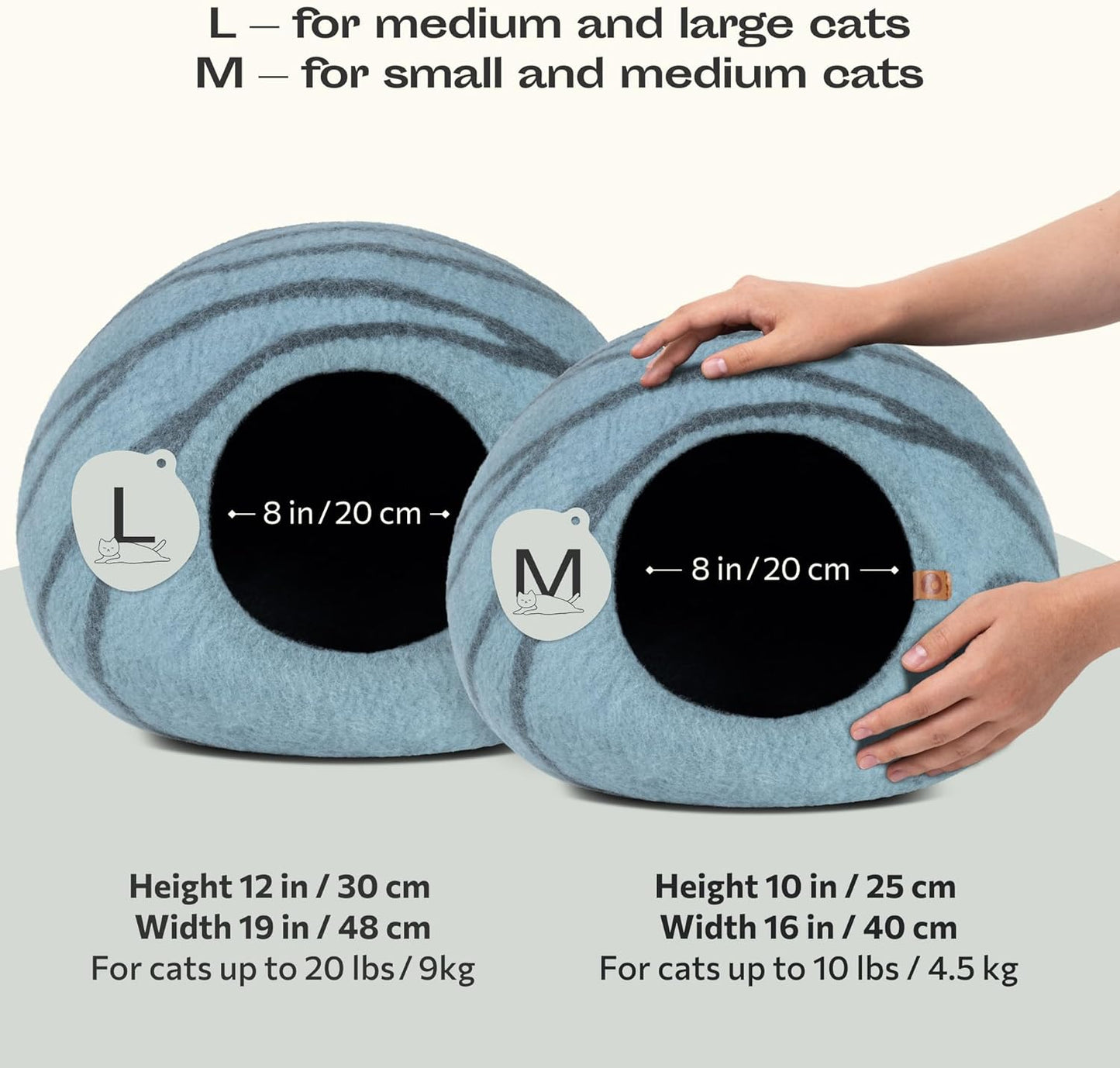 2-in-1 Katzenhöhle und Katzenbett, Aquamarine Blue L