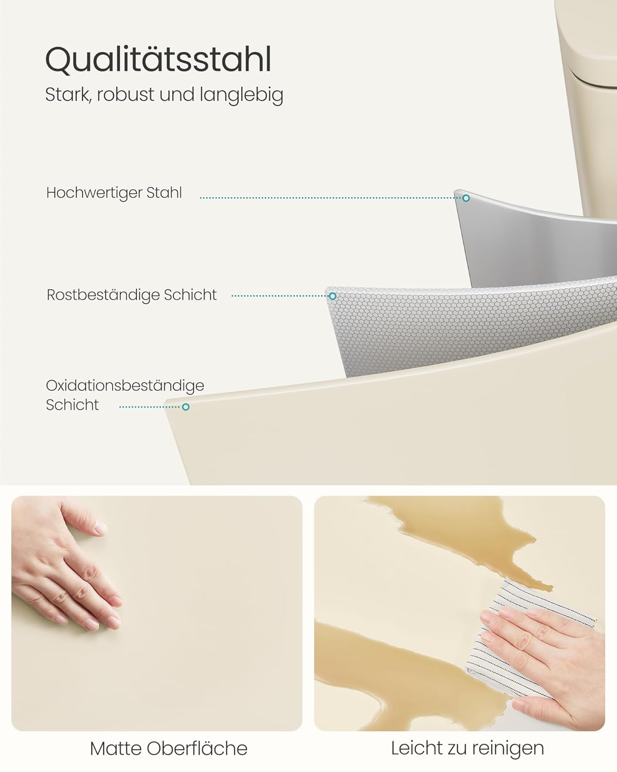 Treteimer LTB050A02 mit Softclose-Deckel, sandbeige 50 L