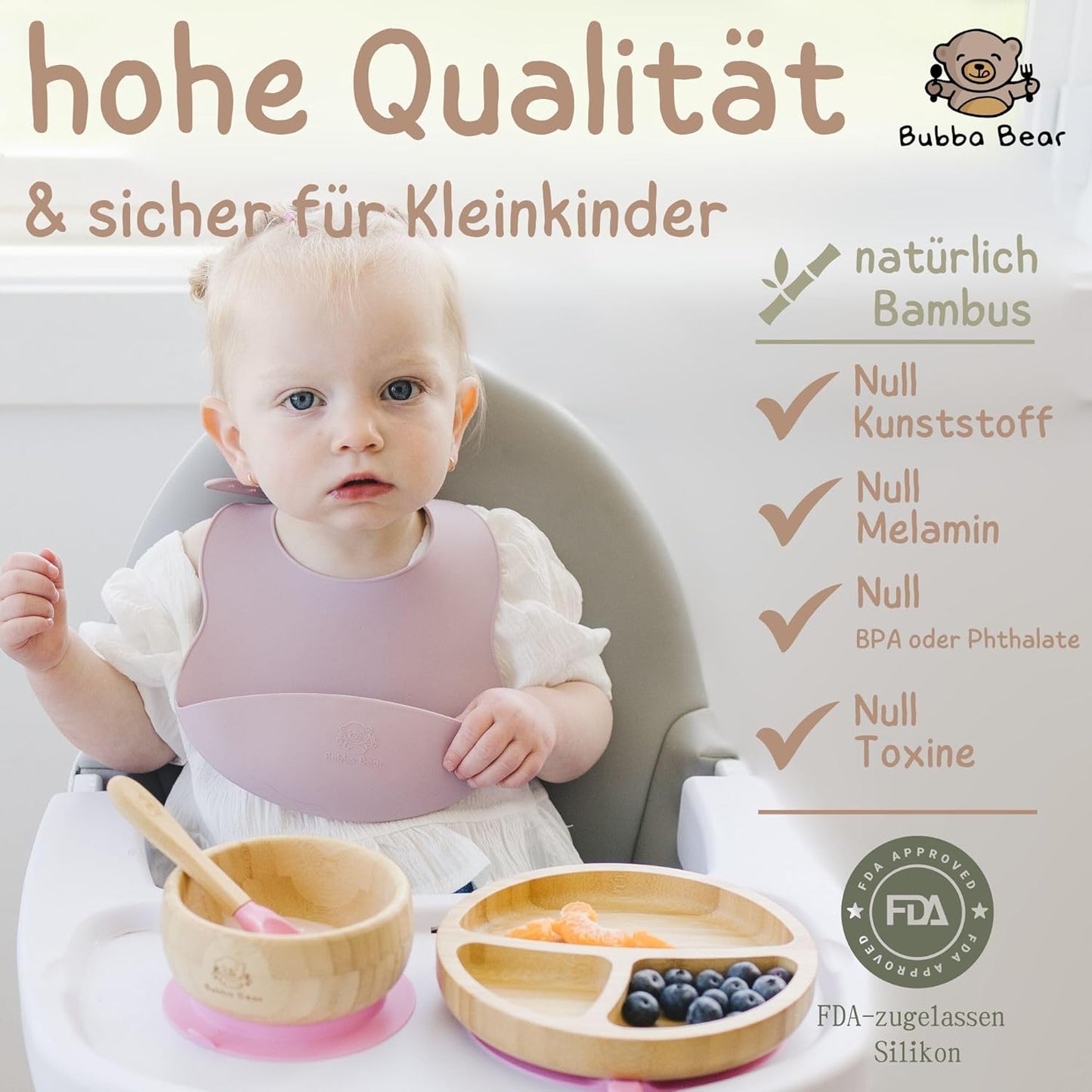 Kindergeschirr-Set mit Saugnapf, Holunderbeere