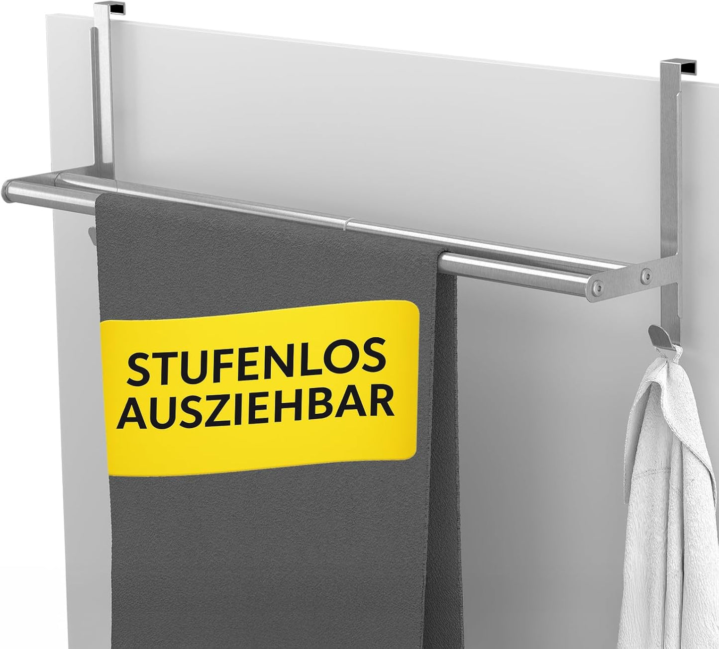 Handtuchstange ohne Bohren, verstellbar & kratzsicher, Edelstahl