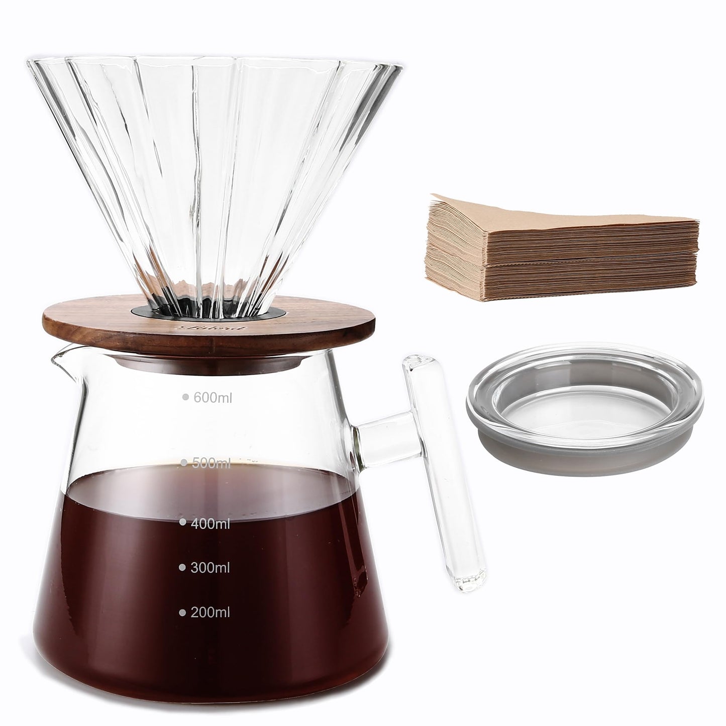 Pour Over Kaffee-Set, 600 ml(glass handle)