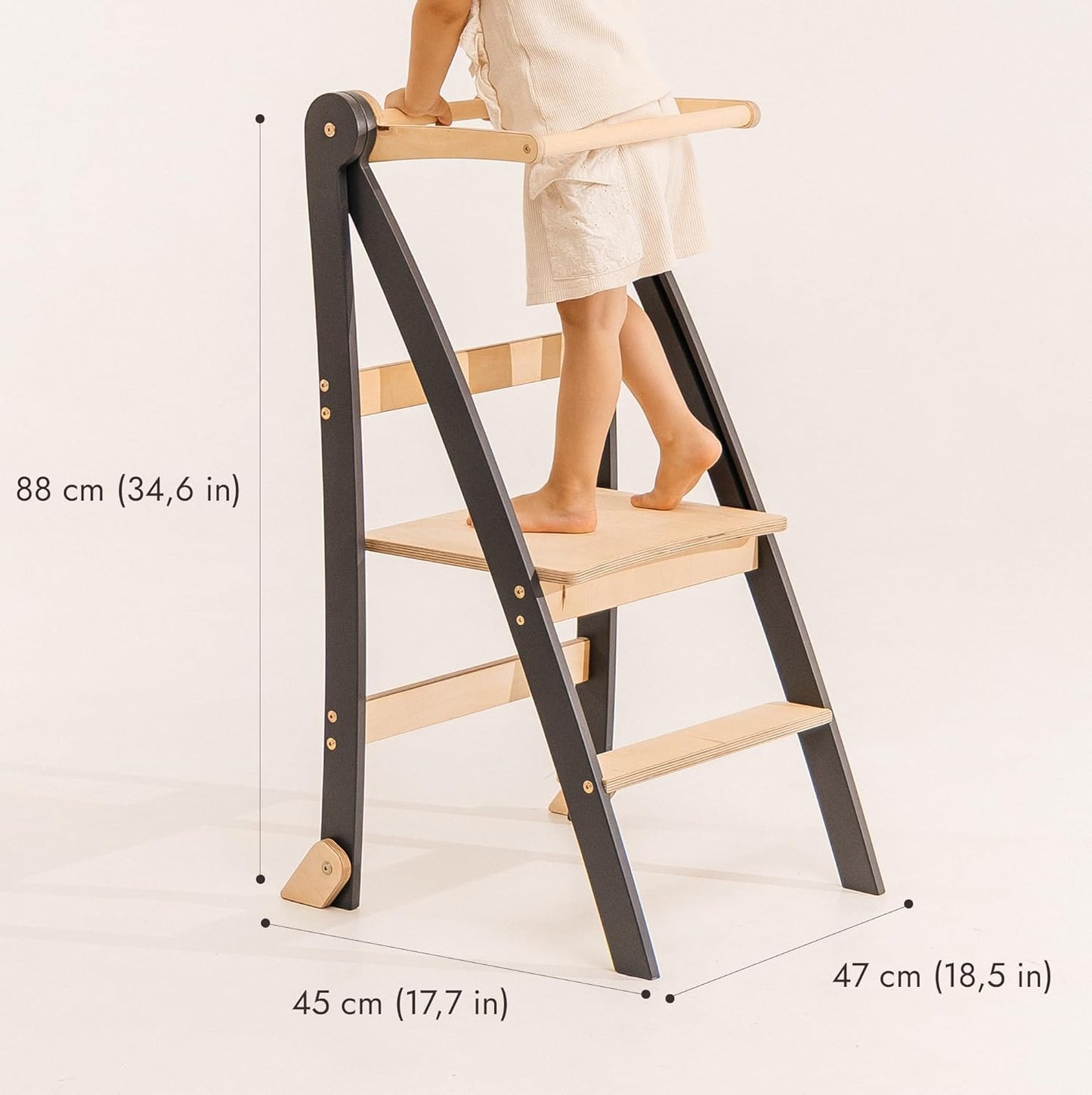 Klappbare Lernleiter für Kinder, Grau Slim
