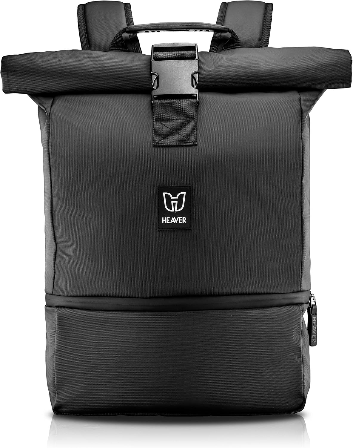 Rolltop Rucksack mit Laptopfach, Schwarz