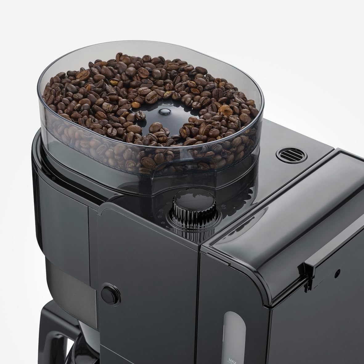 KA 4830 mit Mahlwerk und Glaskanne, 10 Tassen (Glaskanne) Dark Inox, Schwarz