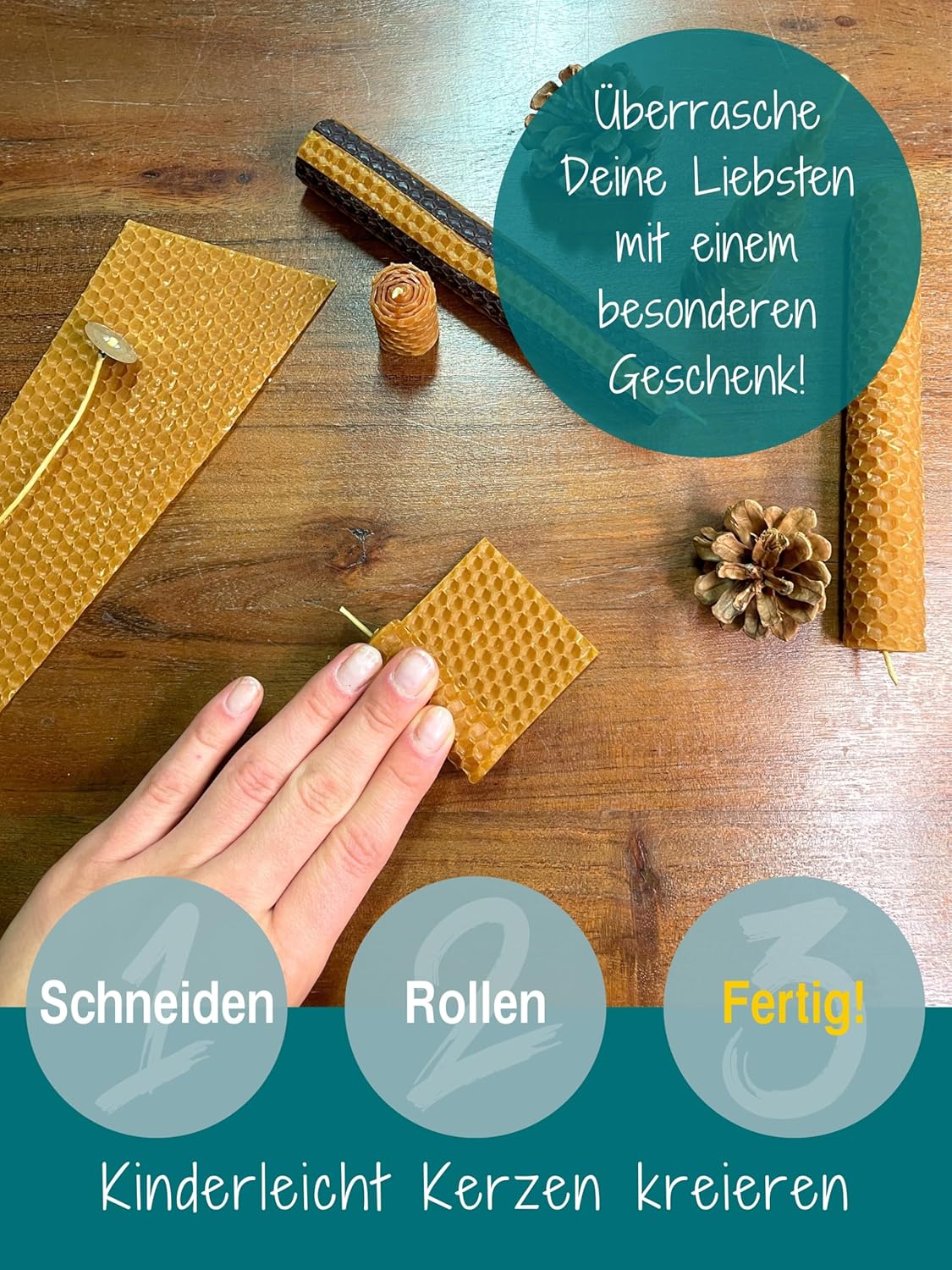 20er Set Bienenwachsplatten für Kerzenherstellung, Karamell | 20 X 15 cm