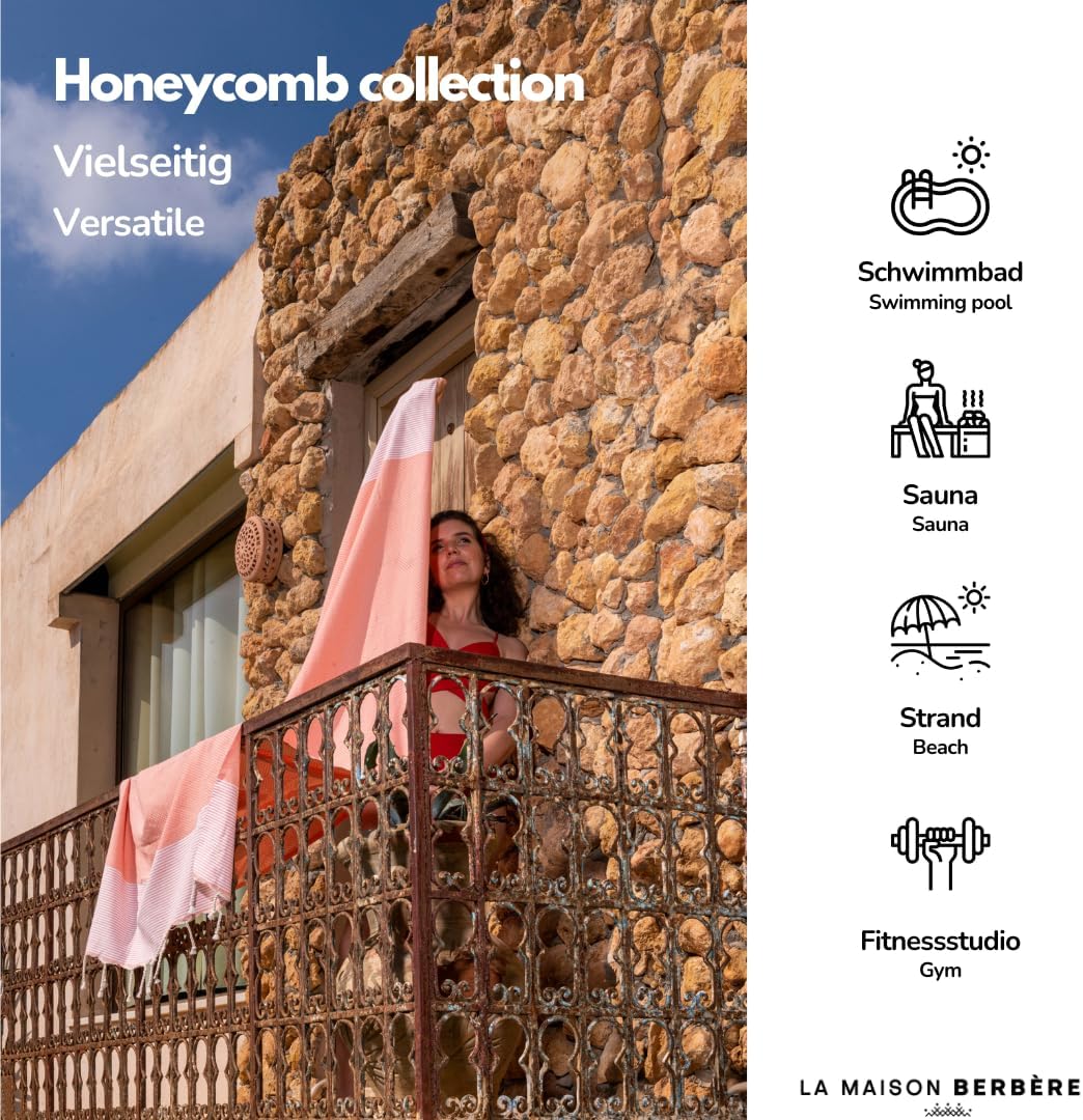 2er-Set Hamamtuch, Set Of 2 -H- Mintgrün & Lachs Honeycomb