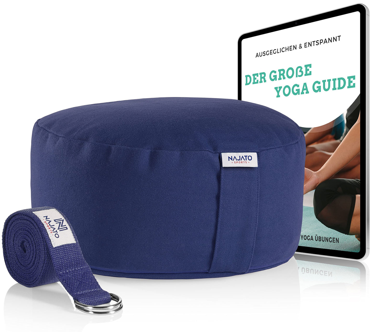 Meditationskissen mit Yogagurt, Dunkelblau
