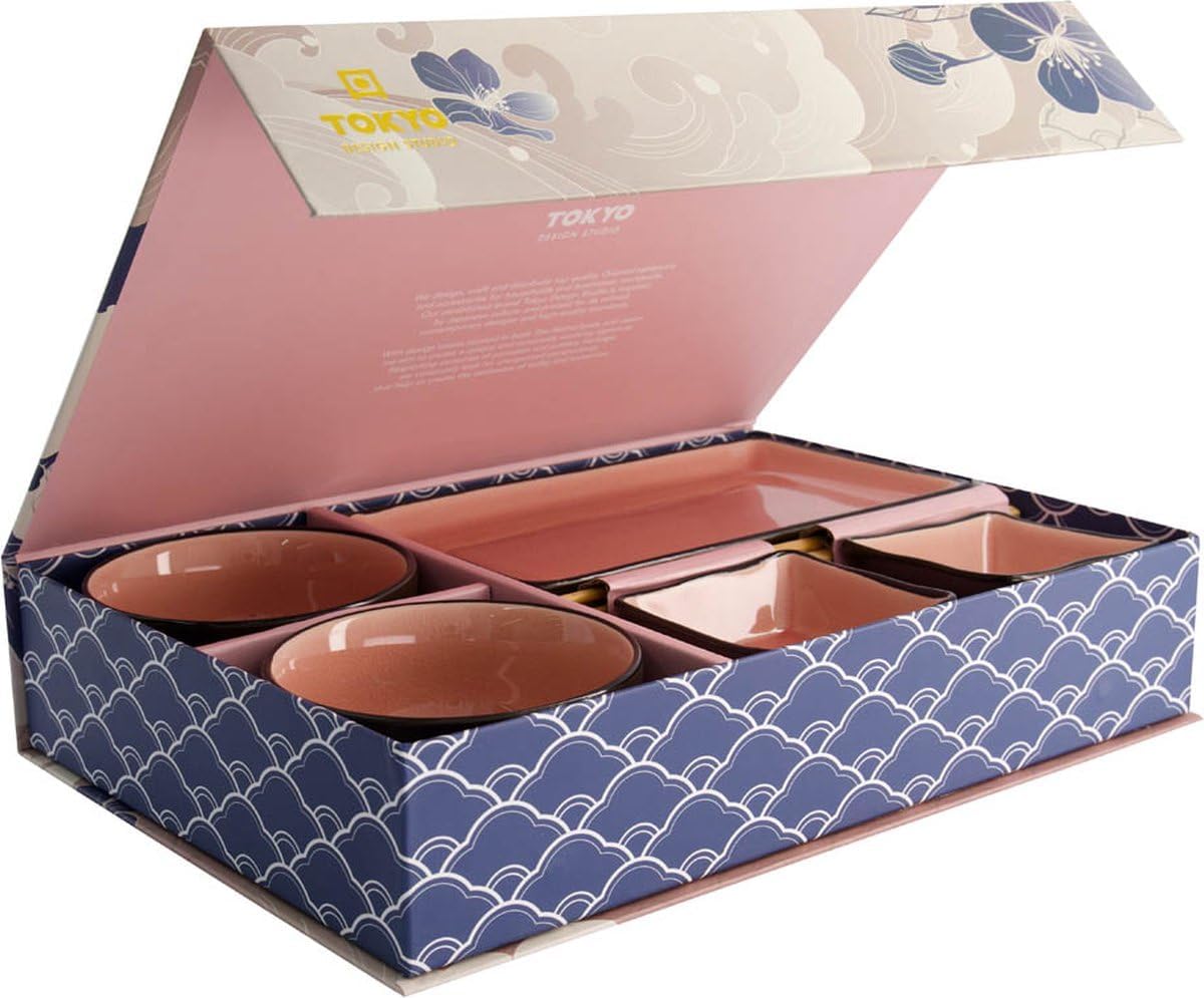 8-teiliges Sushi-Geschirrset mit Essstäbchen, Pink